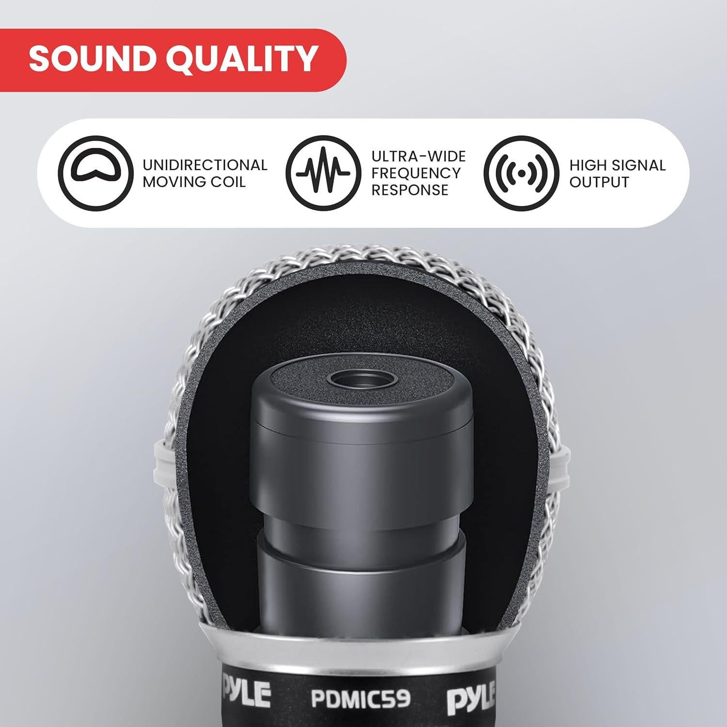 Micrófono Dinámico Profesional Pyle PDMIC59 Unidireccional