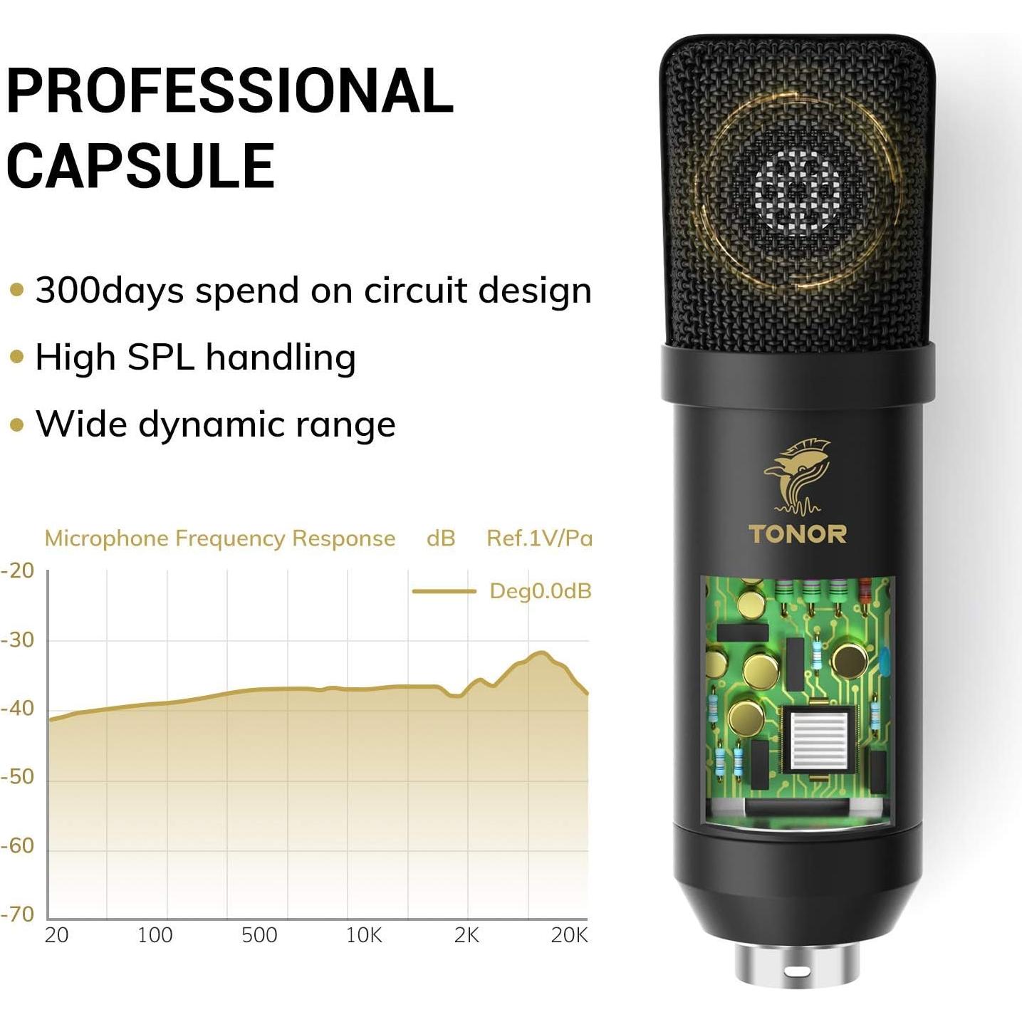 Micrófono de condensador TONOR TC20 con brazo de boom y filtro