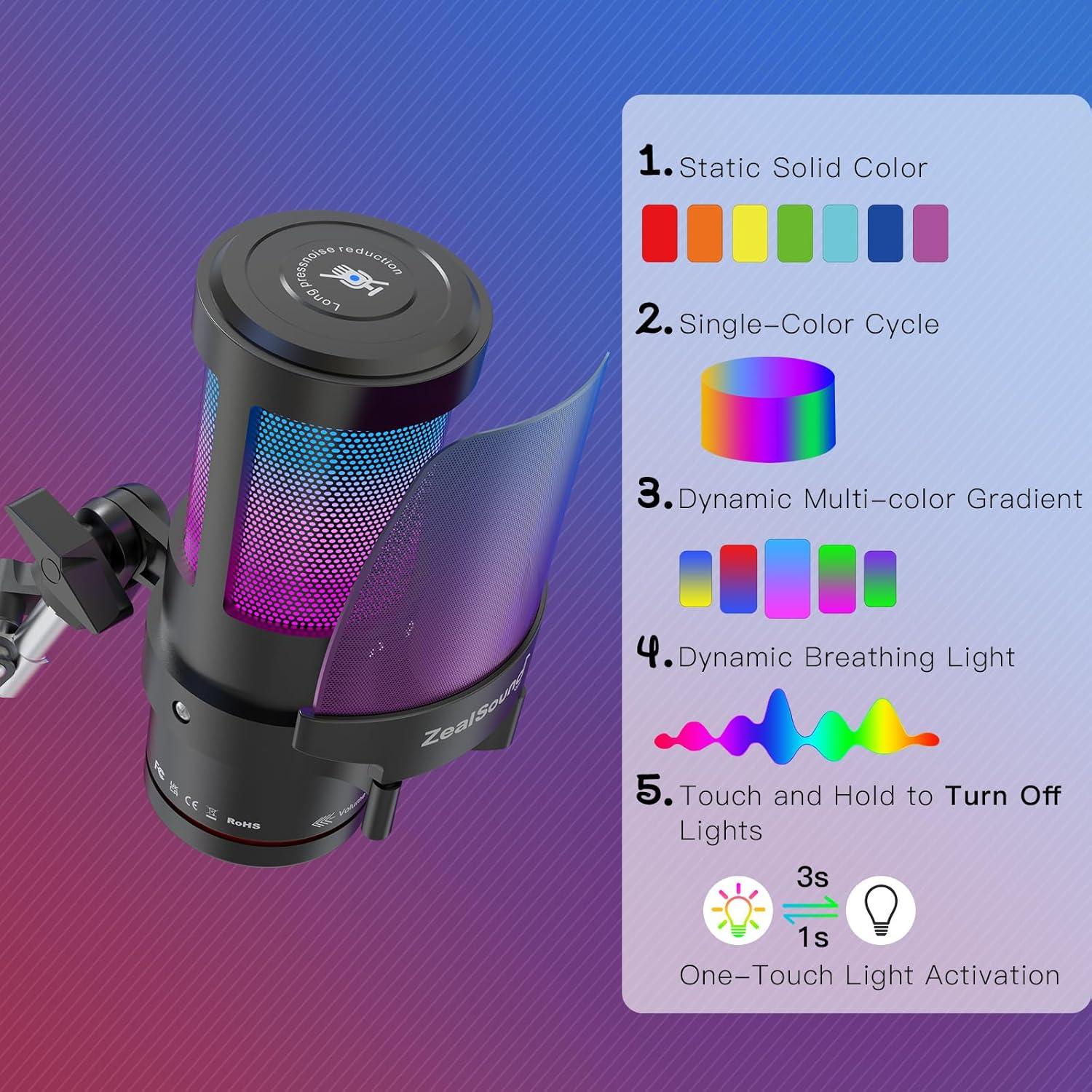 Micrófono USB ZealSound KM8 con Brazo y Filtro Anti-Pop