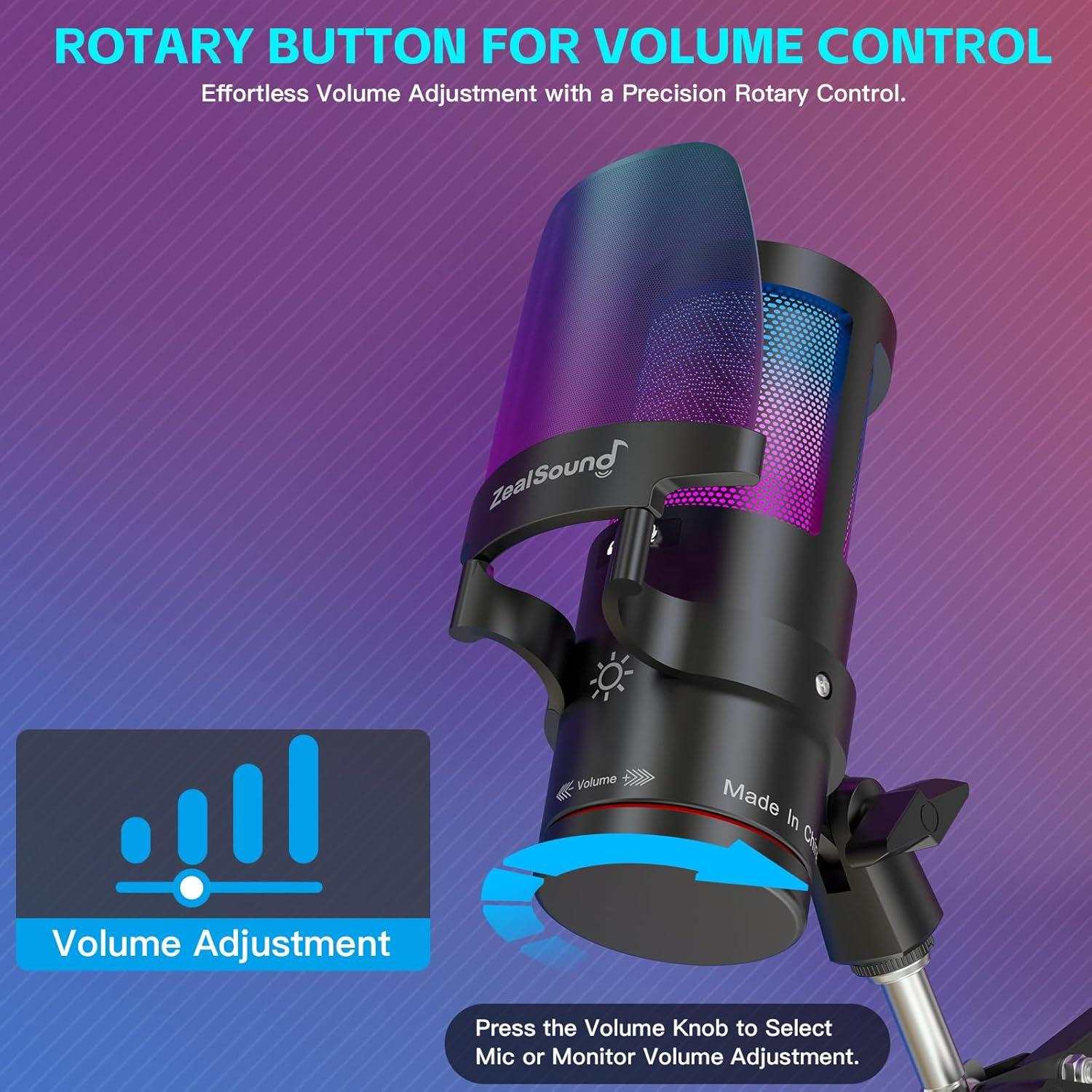 Micrófono USB ZealSound KM8 con Brazo y Filtro Anti-Pop