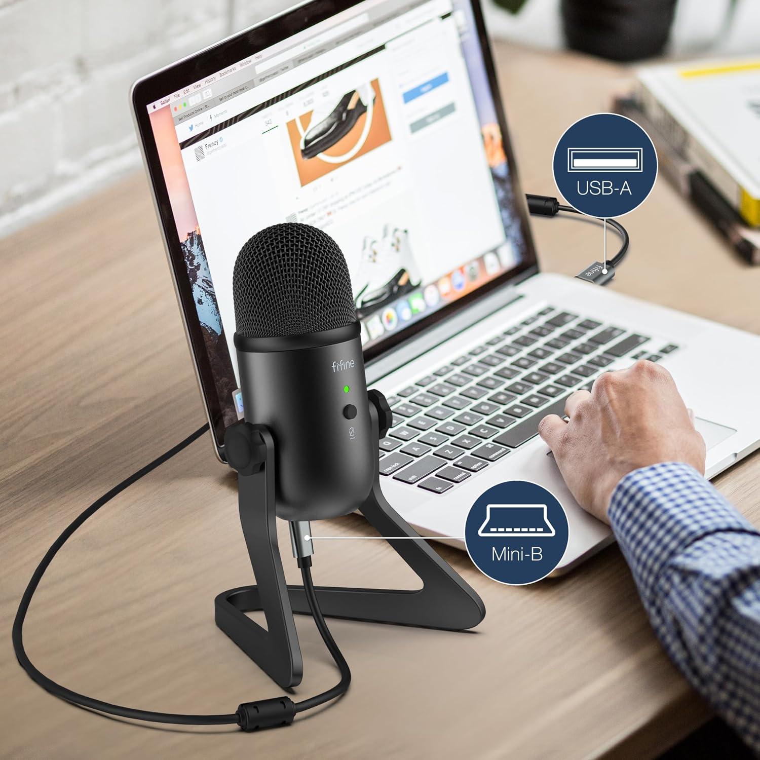 Micrófono USB FIFINE K678 para Podcasting y Streaming - 0.99 kg