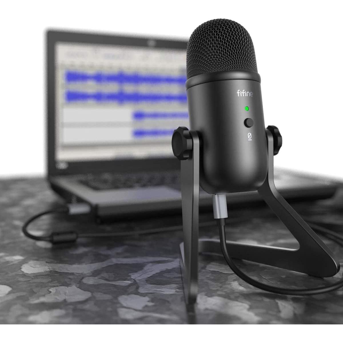 Micrófono USB FIFINE K678 para Podcasting y Streaming - 0.99 kg