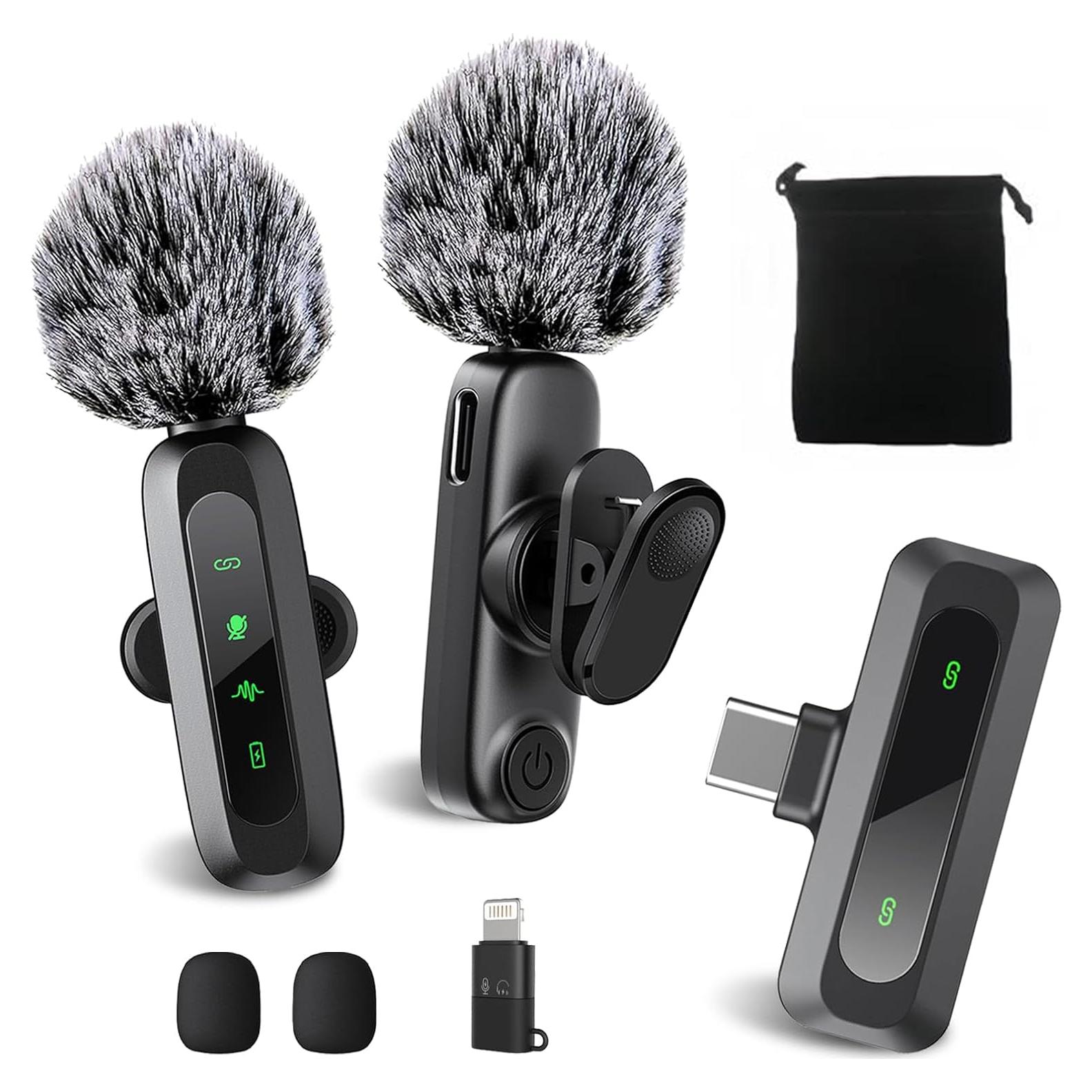 Paquete de 2 Micrófonos Lavalier Inalámbricos XBT para iPhone y Android