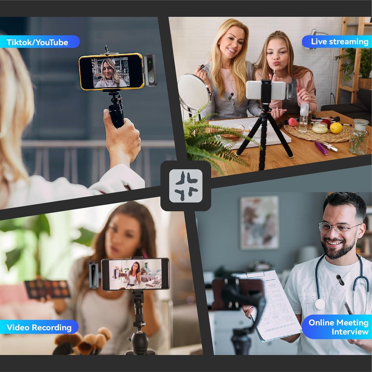 Paquete de 2 Micrófonos Lavalier Inalámbricos XBT para iPhone y Android