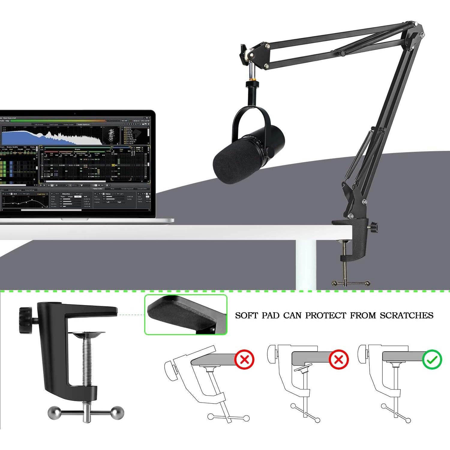 Brazo de Micrófono YOUSHARES para Shure MV7/MV7X/MV7+ con Filtro Anti-pop
