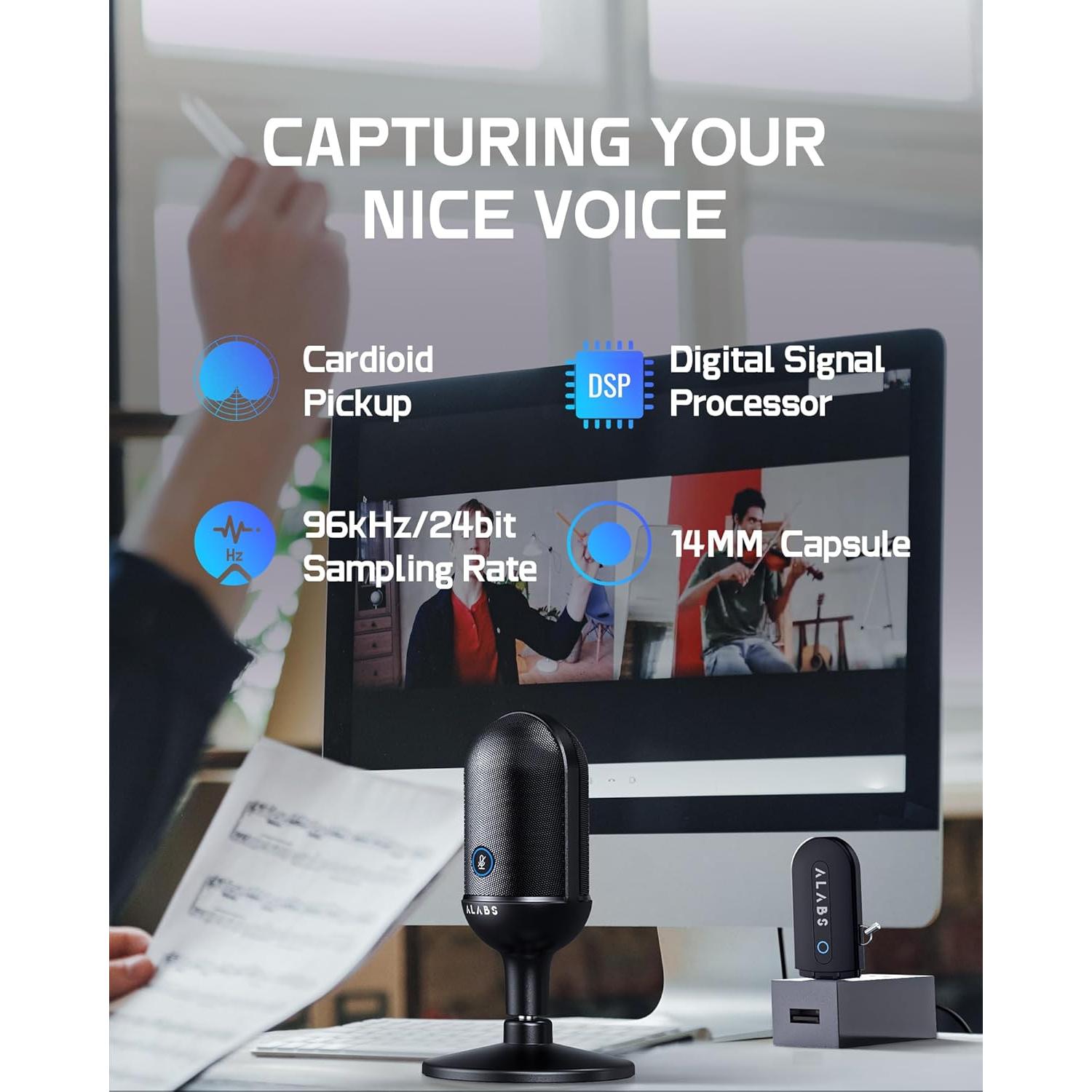 Micrófono Inalámbrico USB ALABS Cardioide para Podcast y Juegos