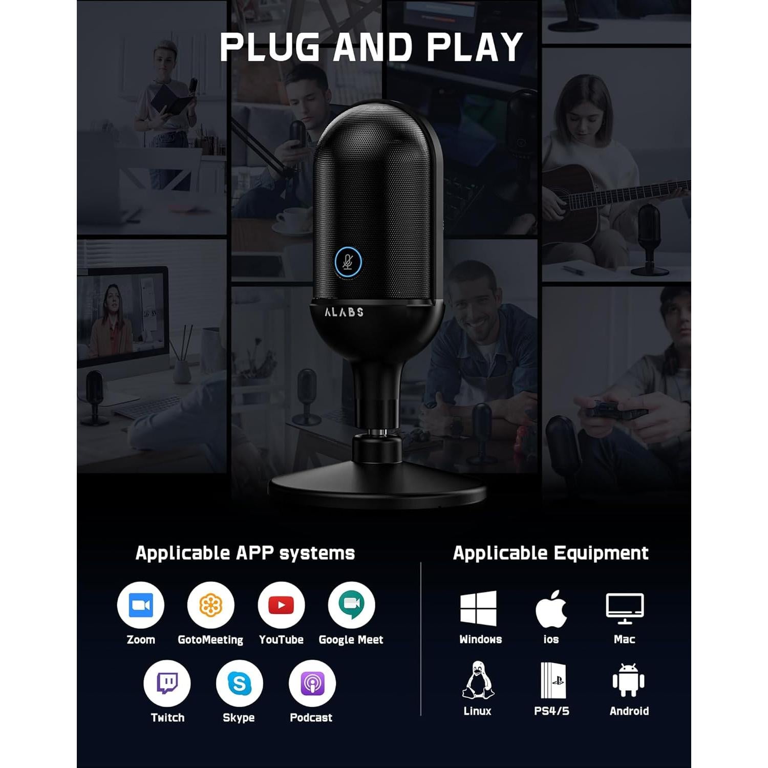 Micrófono Inalámbrico USB ALABS Cardioide para Podcast y Juegos