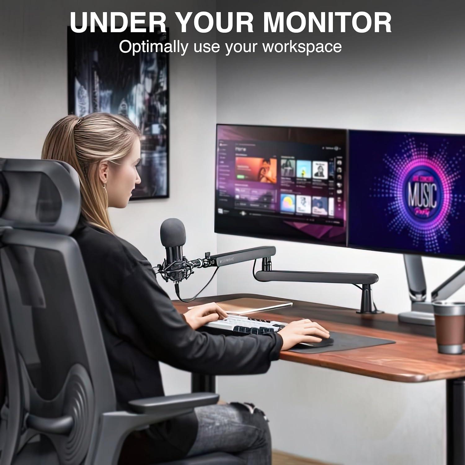 Brazo de Micrófono Sensic SA-30 LP Negro, Soporte 360°