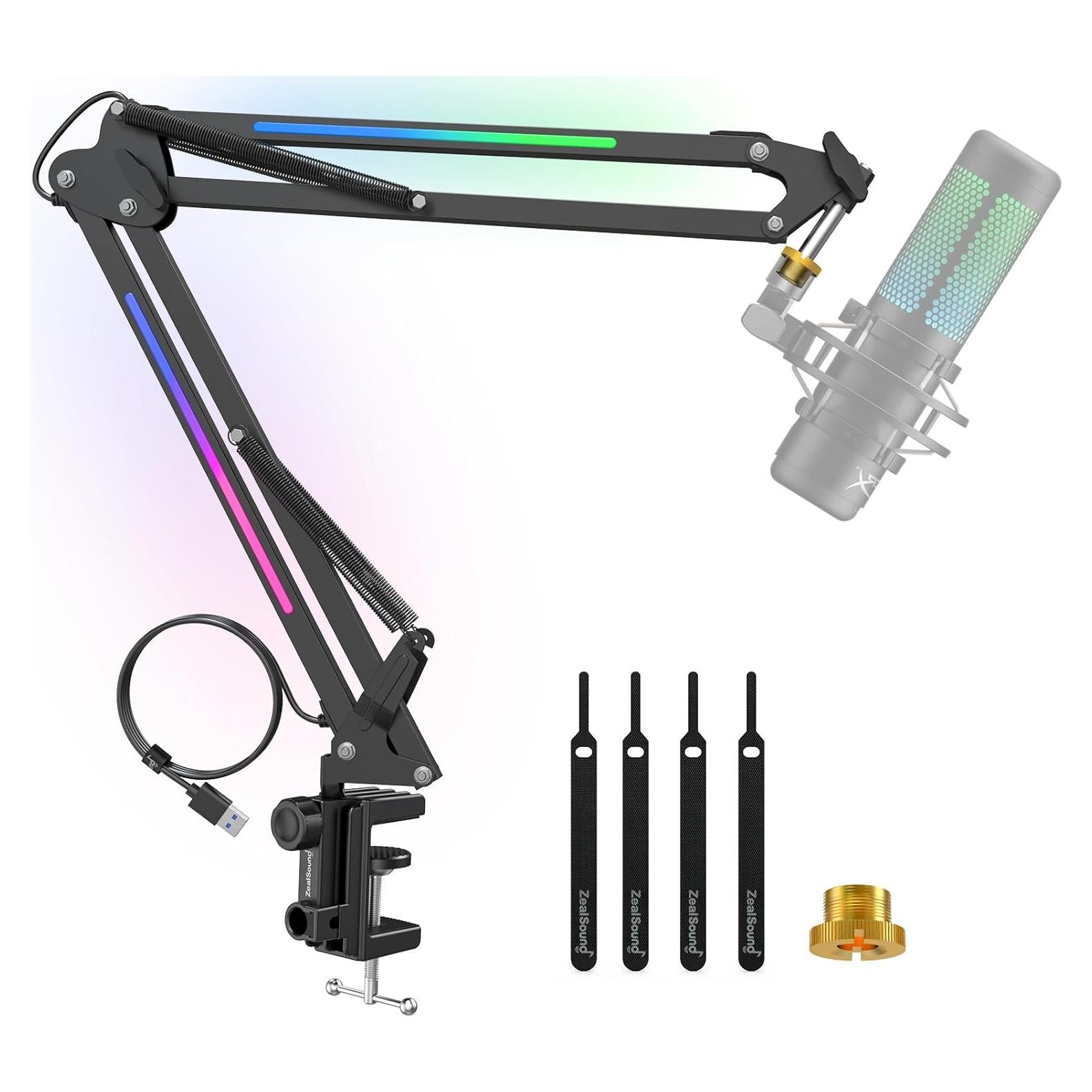 Soporte de Micrófono RGB ZealSound HT35, Brazo Ajustable 1.6kg