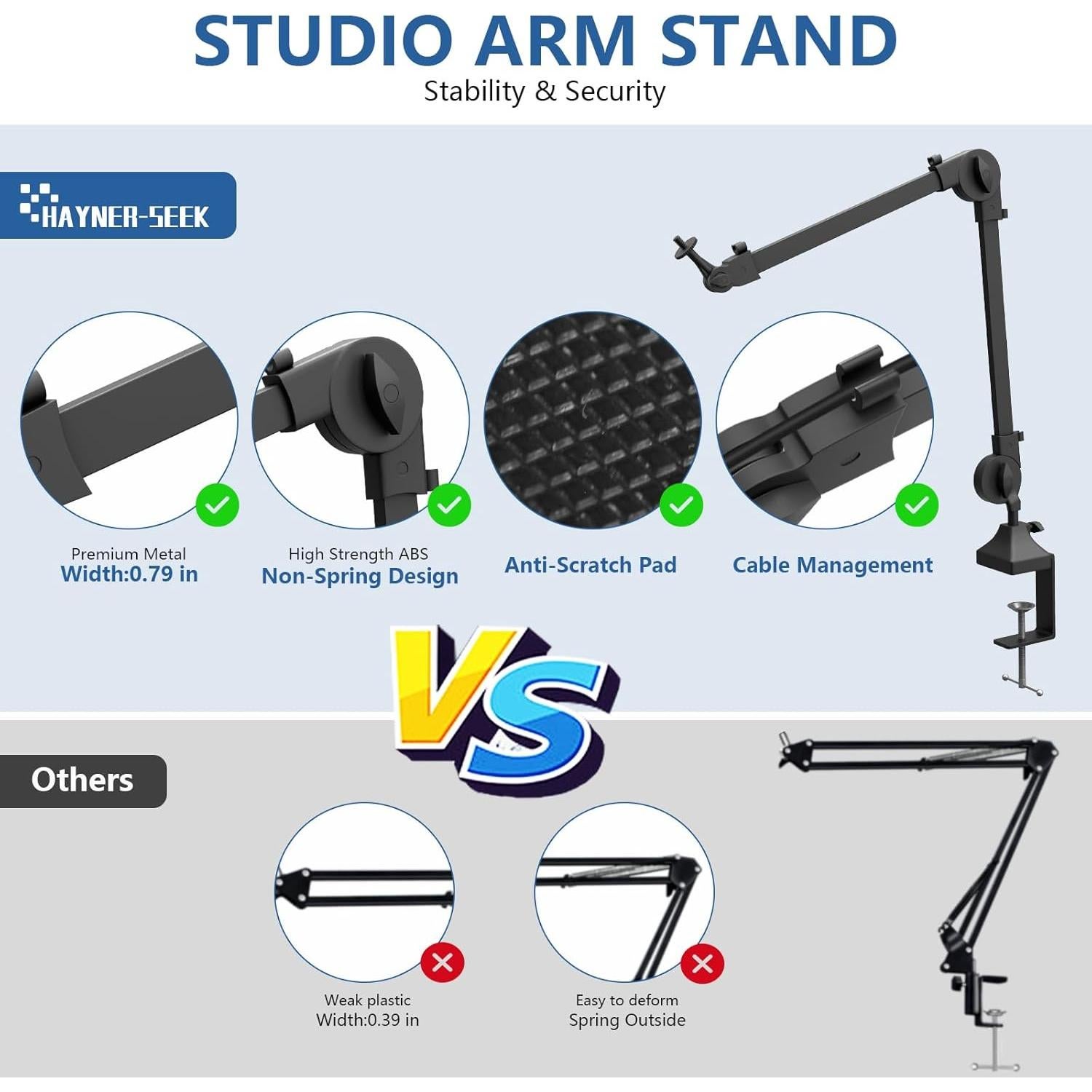 Soporte de Brazo para Micrófono Hayner-Seek MHS084 Ajustable