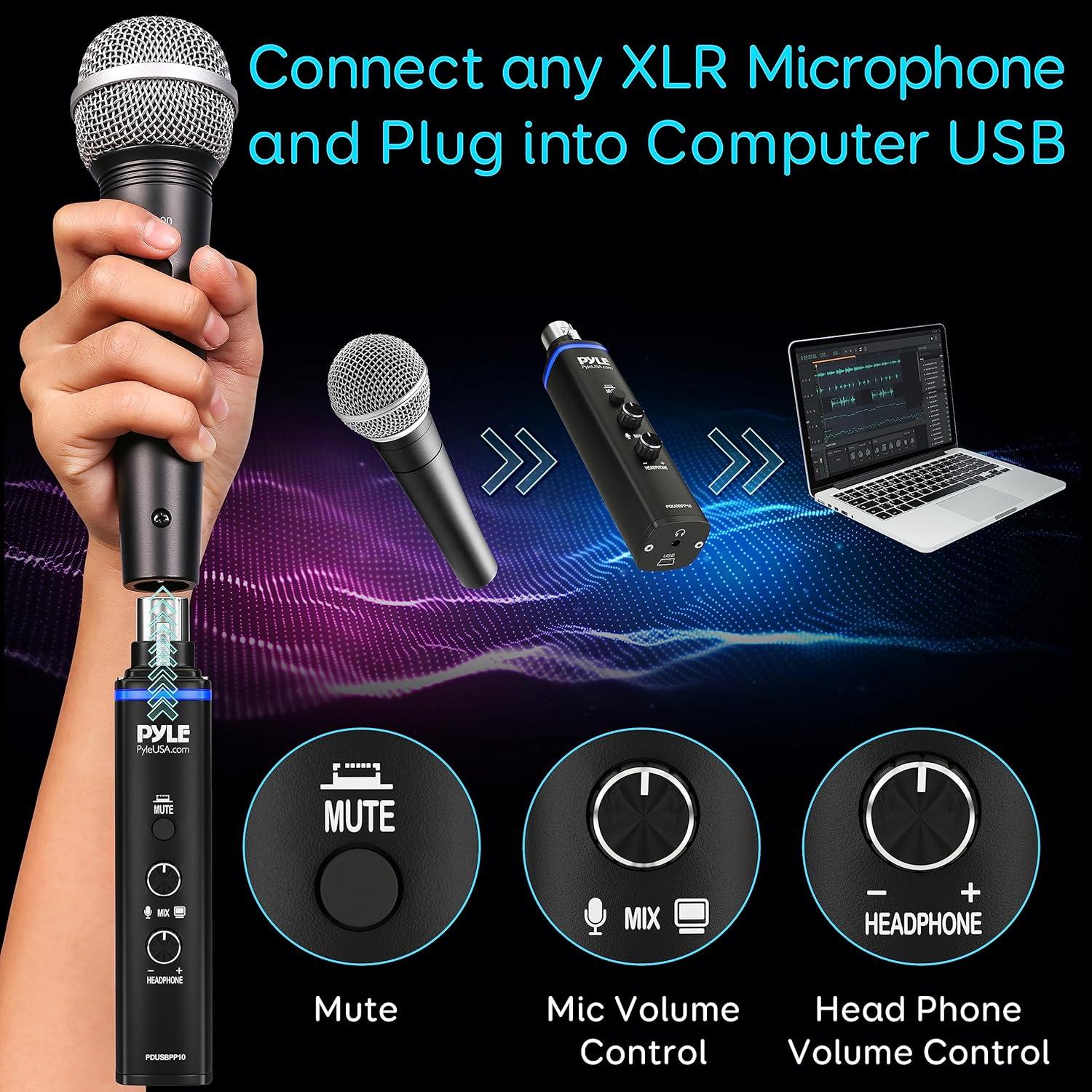 Adaptador XLR a USB Pyle PDUSBPP10 con Alimentación Phantom