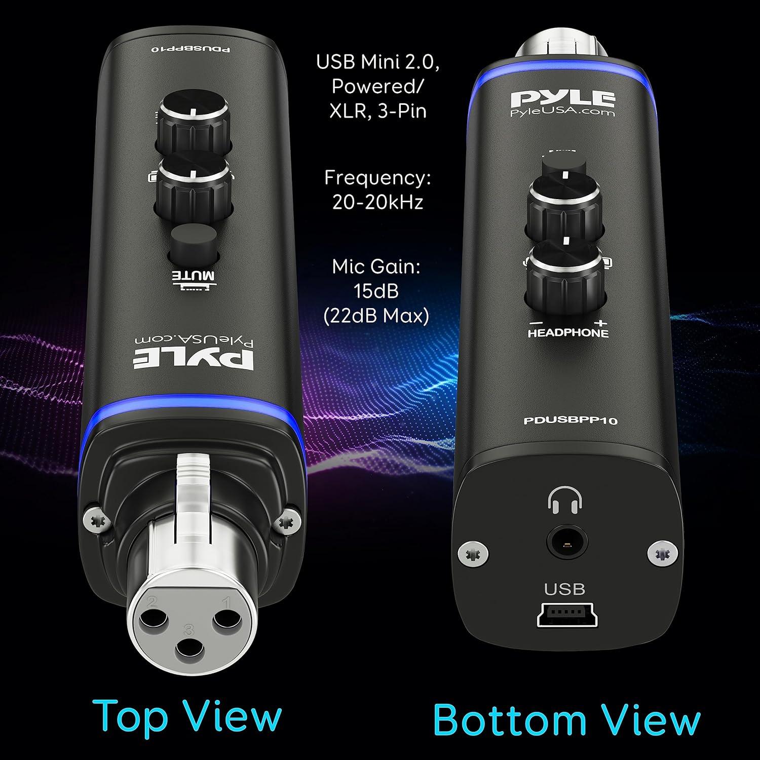 Adaptador XLR a USB Pyle PDUSBPP10 con Alimentación Phantom