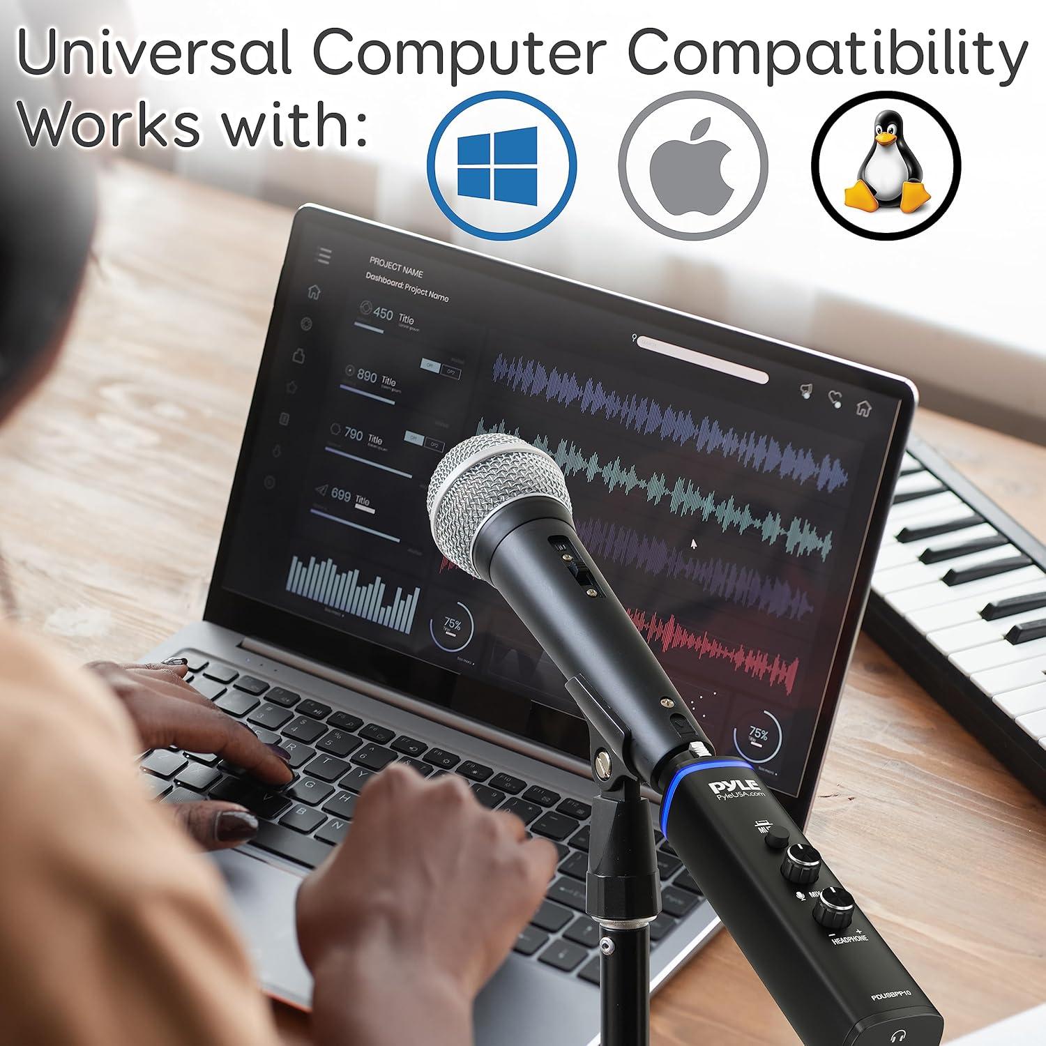 Adaptador XLR a USB Pyle PDUSBPP10 con Alimentación Phantom