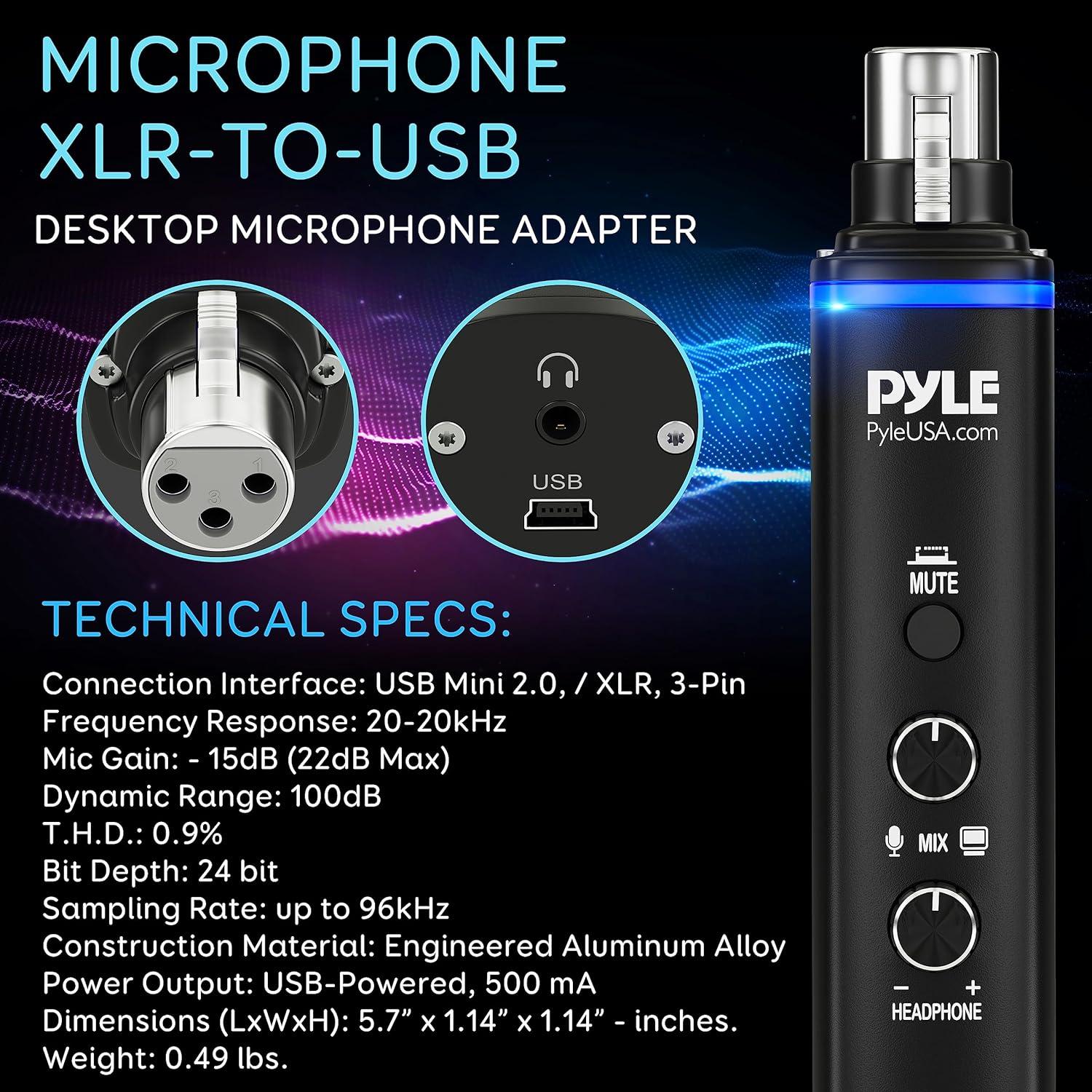 Adaptador XLR a USB Pyle PDUSBPP10 con Alimentación Phantom