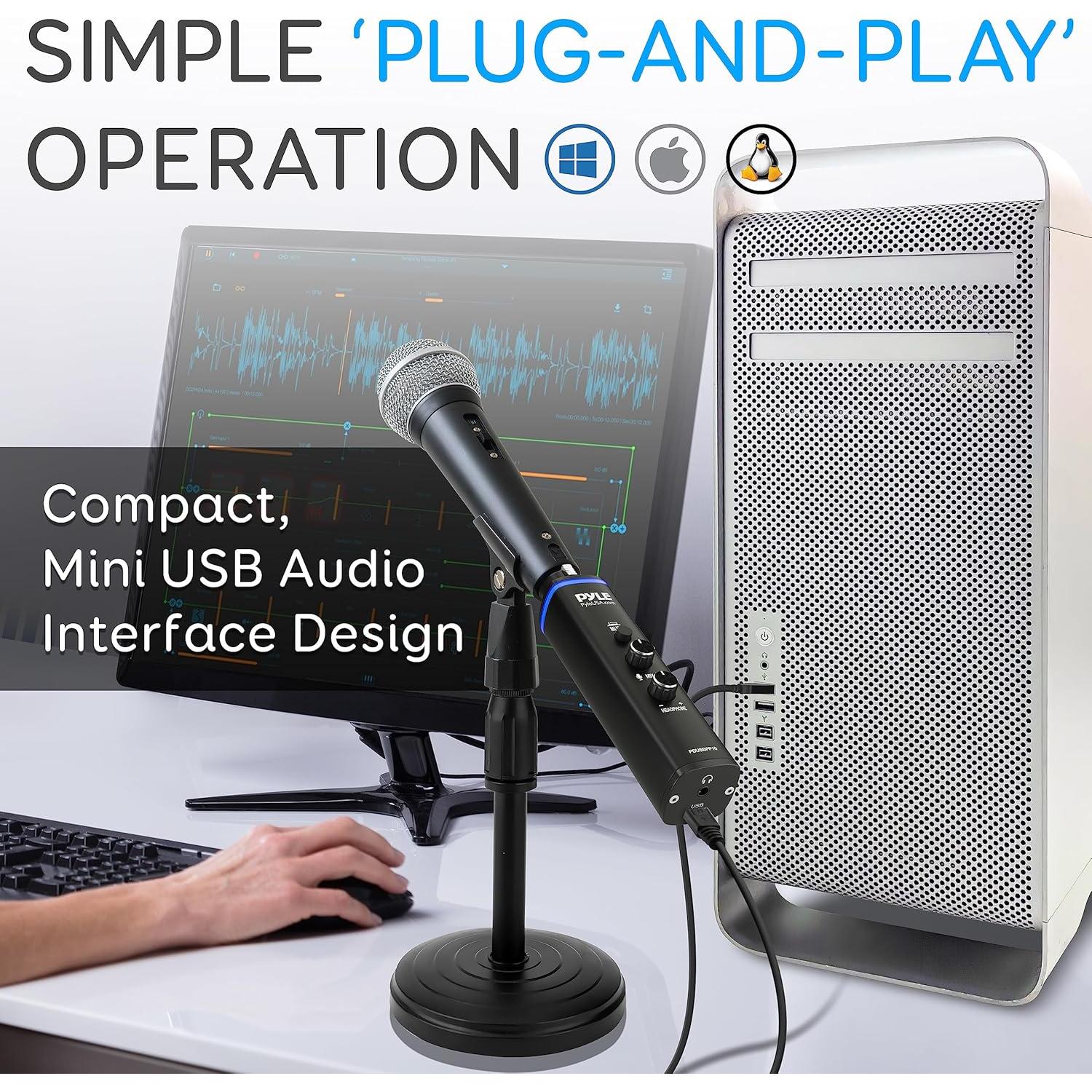 Adaptador XLR a USB Pyle PDUSBPP10 con Alimentación Phantom