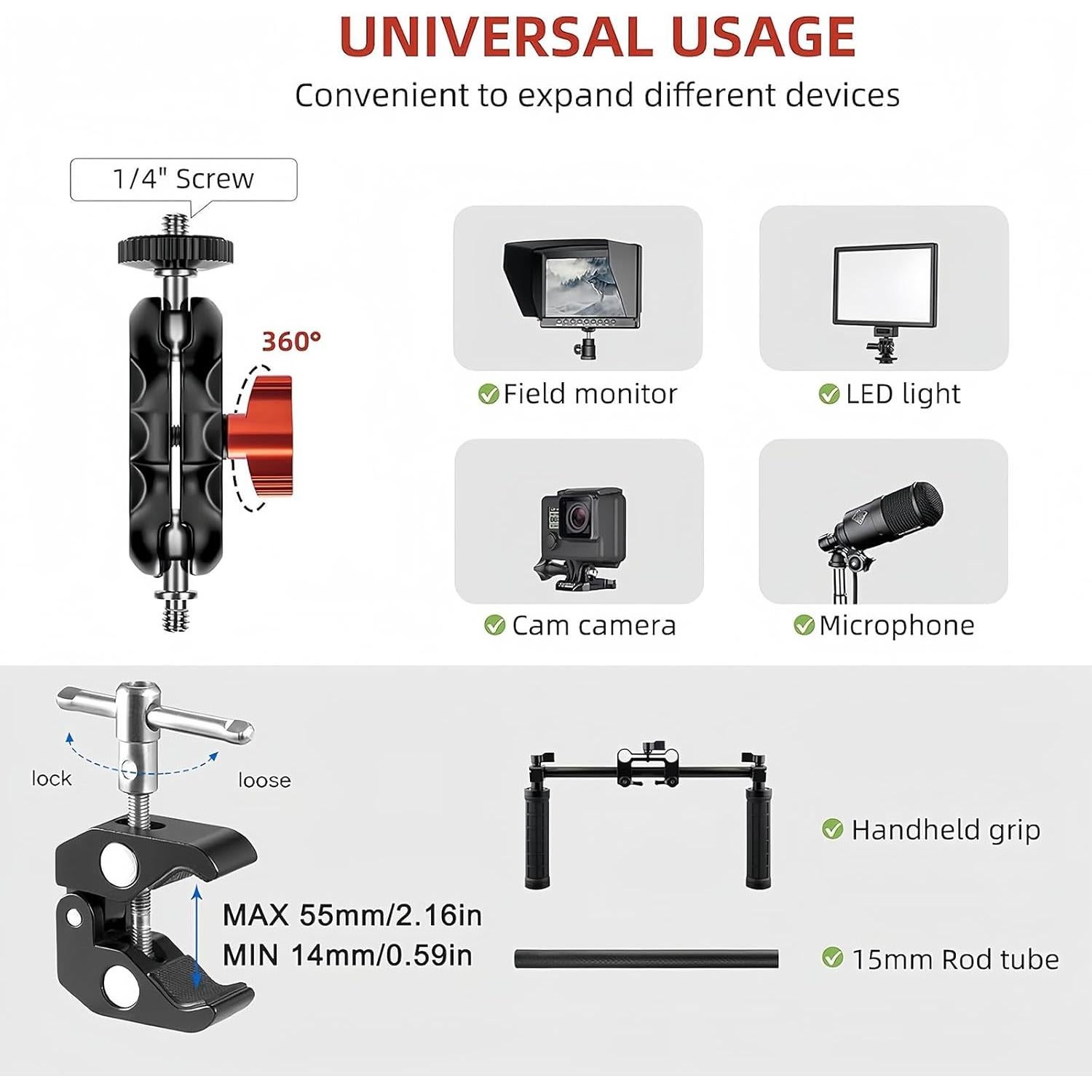 Soporte de Micrófono Lanxire con Adaptador 1/4" a 5/8"