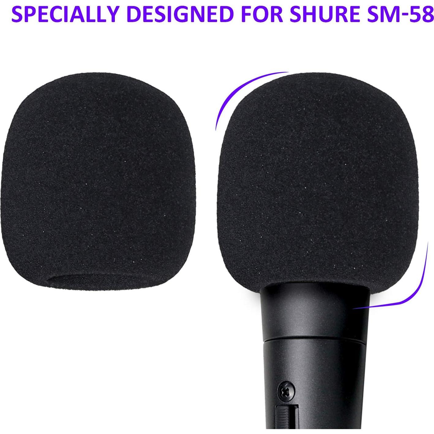 Filtro Pop Espuma Negro para Micrófono Shure SM58 - 2 Piezas