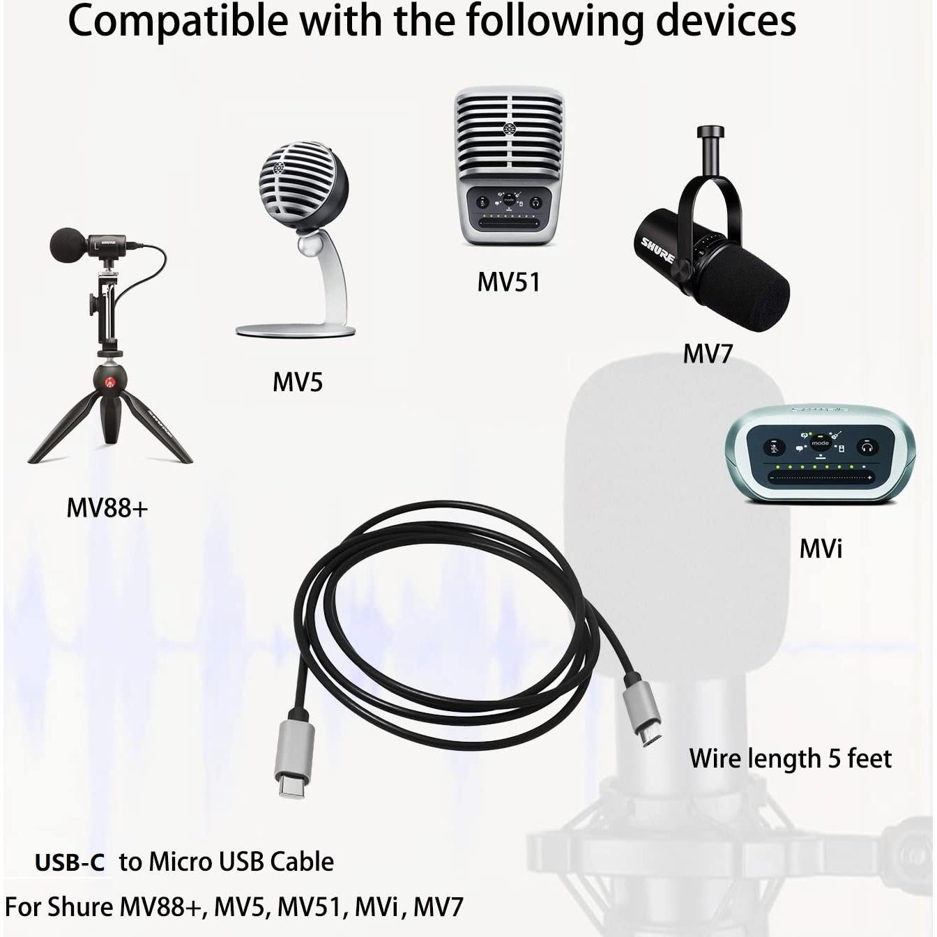 Cable OTG USB C a MicroUSB 1.5m Meenova para Shure y más