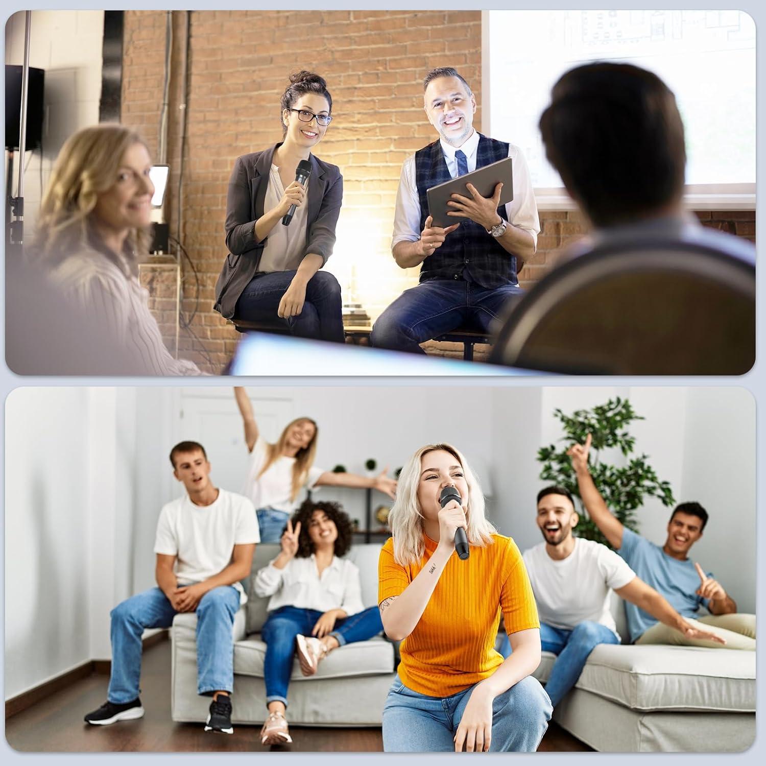 Micrófono Inalámbrico Profesional HWWR U50, 50m, Negro