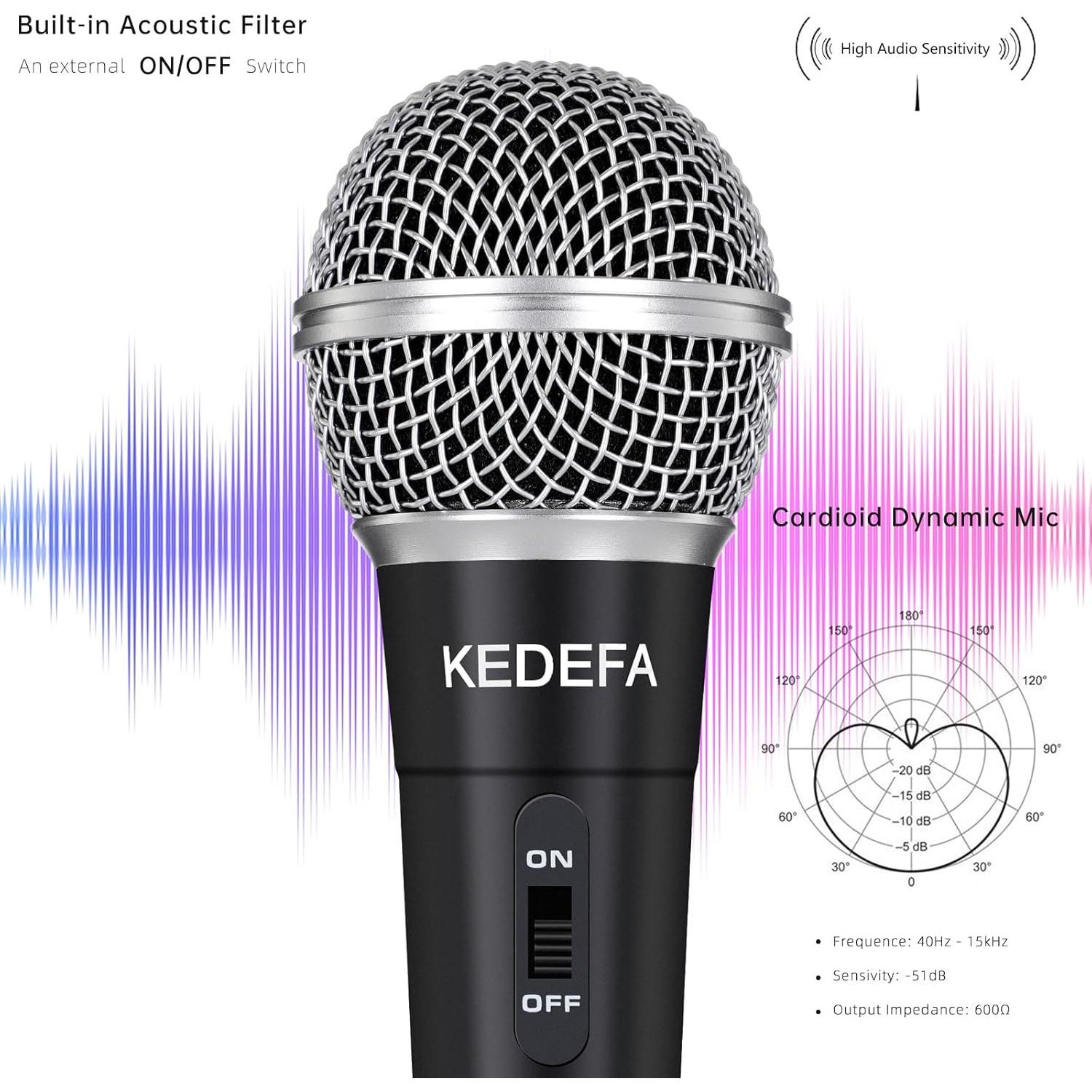 Micrófono de Karaoke KM58 KEDEFA Dinámico Cardioide 4m