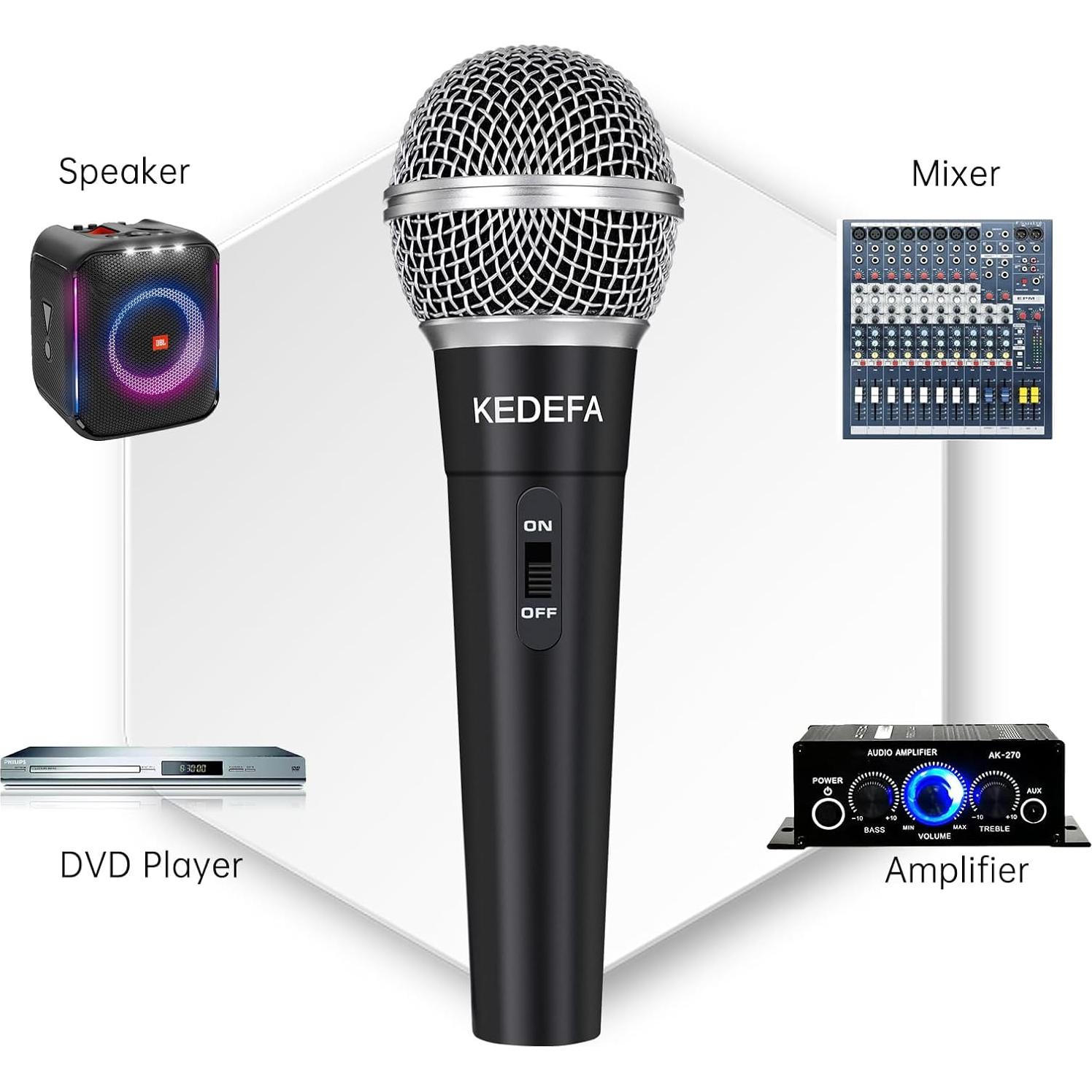 Micrófono de Karaoke KM58 KEDEFA Dinámico Cardioide 4m