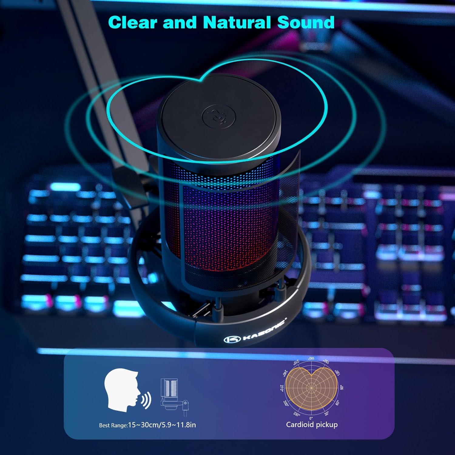 Micrófono USB K Kasonic ME6S para Gaming y Streaming con Brazo