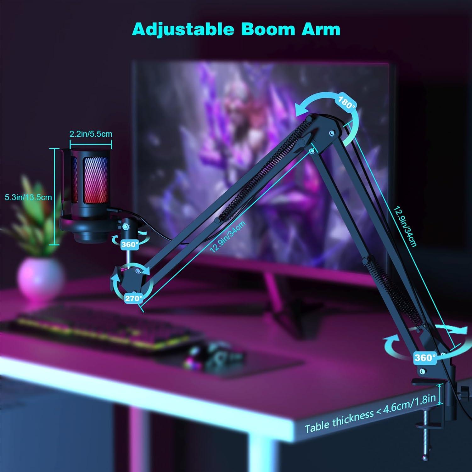 Micrófono USB K Kasonic ME6S para Gaming y Streaming con Brazo