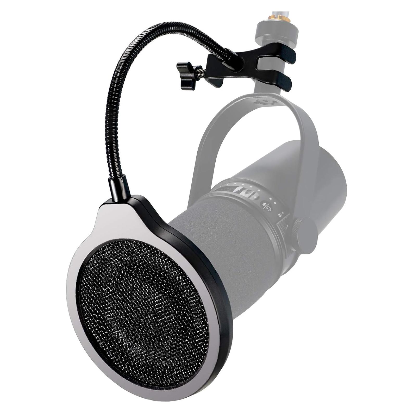 Filtro Pop YOUSHARES 10 cm 3 Capas con Clip Flexible para Shure MV7