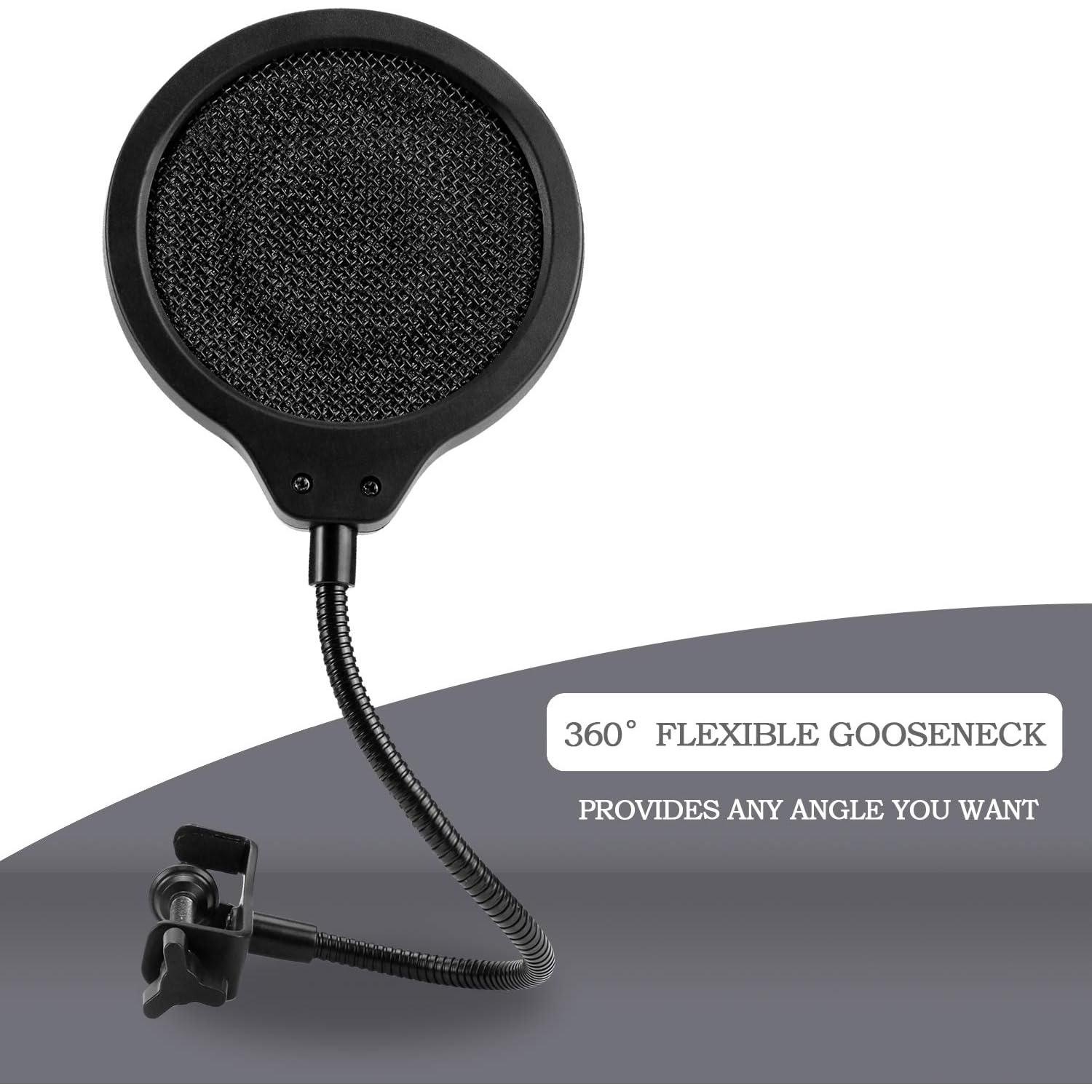 Filtro Pop YOUSHARES 10 cm 3 Capas con Clip Flexible para Shure MV7