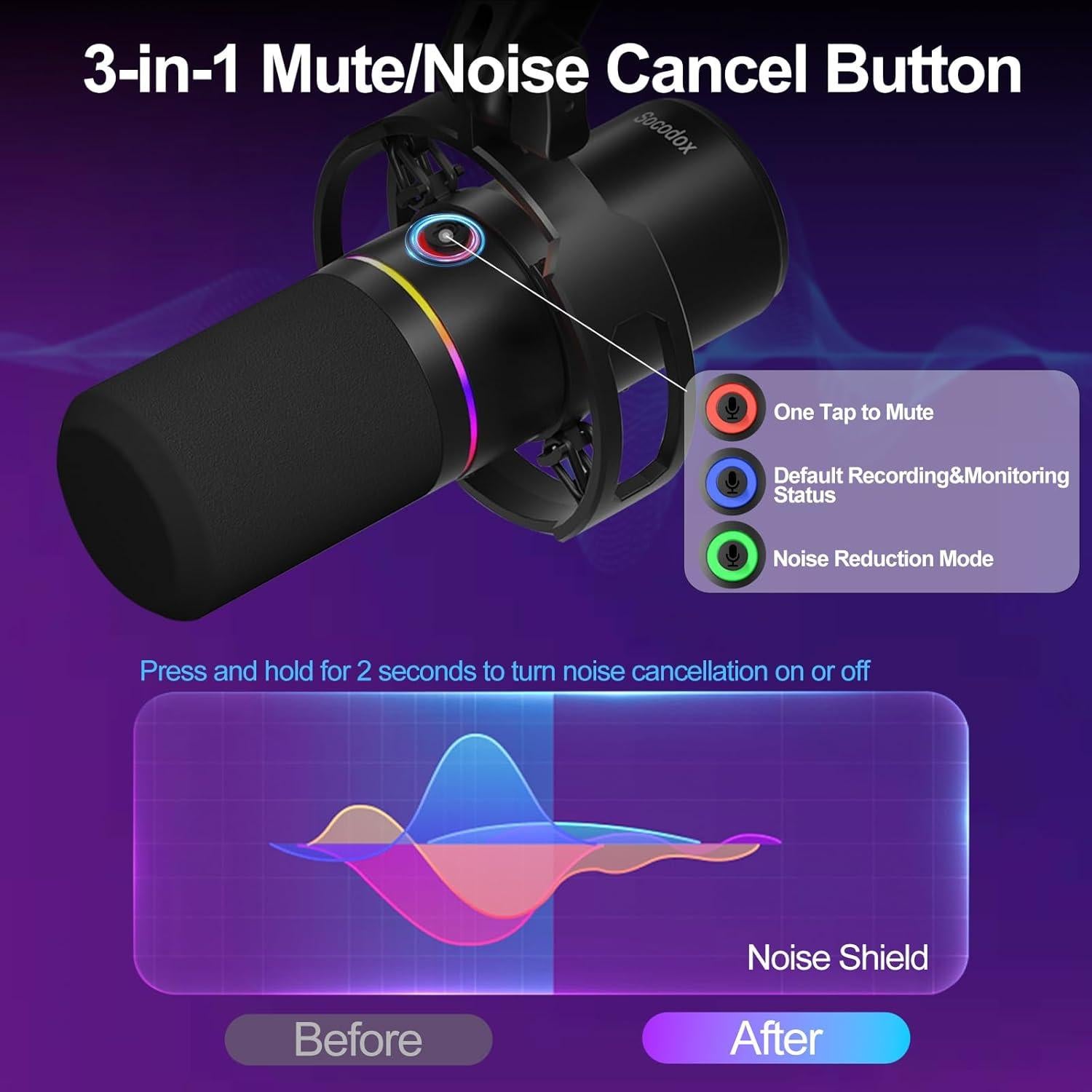 Micrófono Dinámico USB/XLR Socodox WM8 con Brazo Articulado