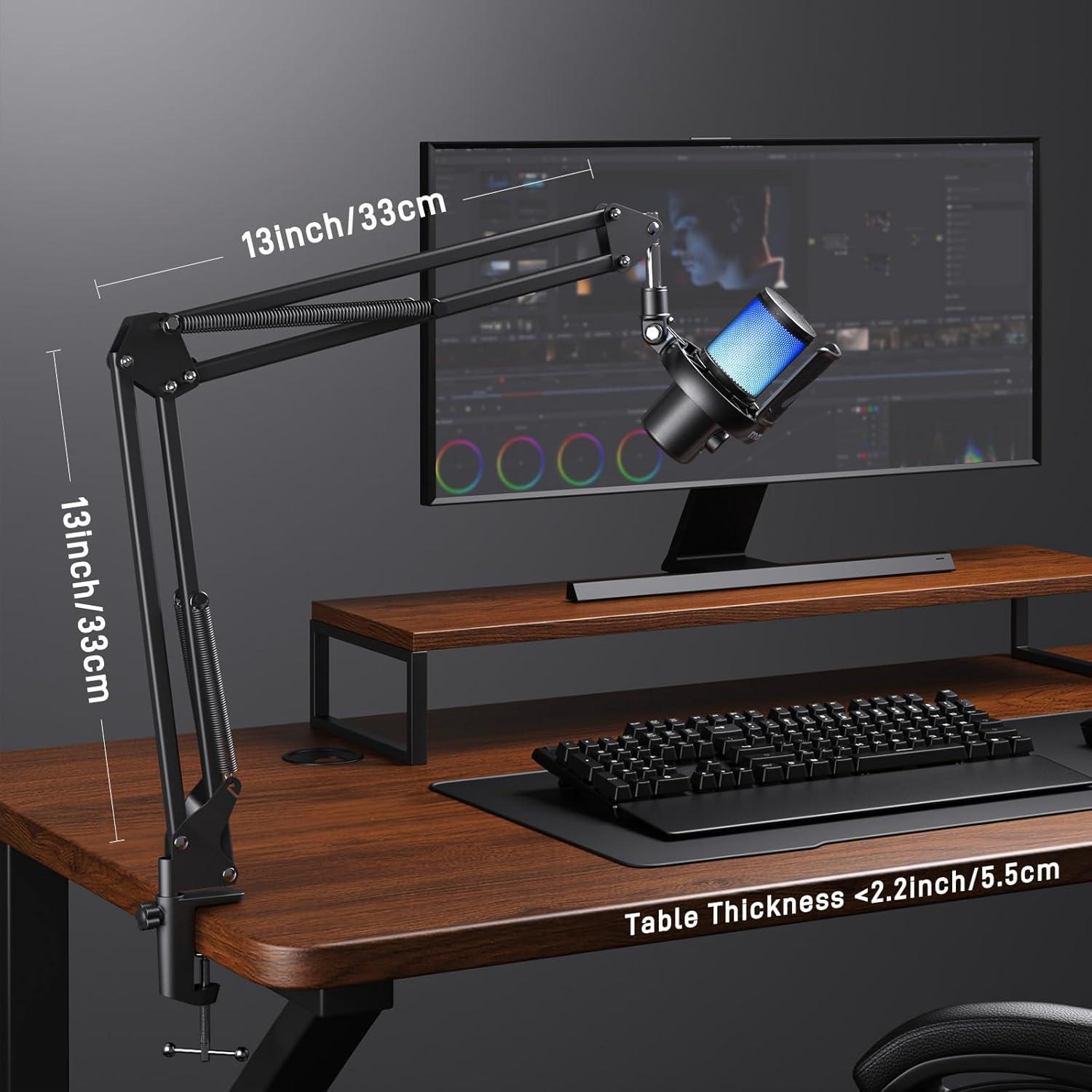 Brazo de Micrófono MAONO BA20 Negro Ajustable para Podcasting