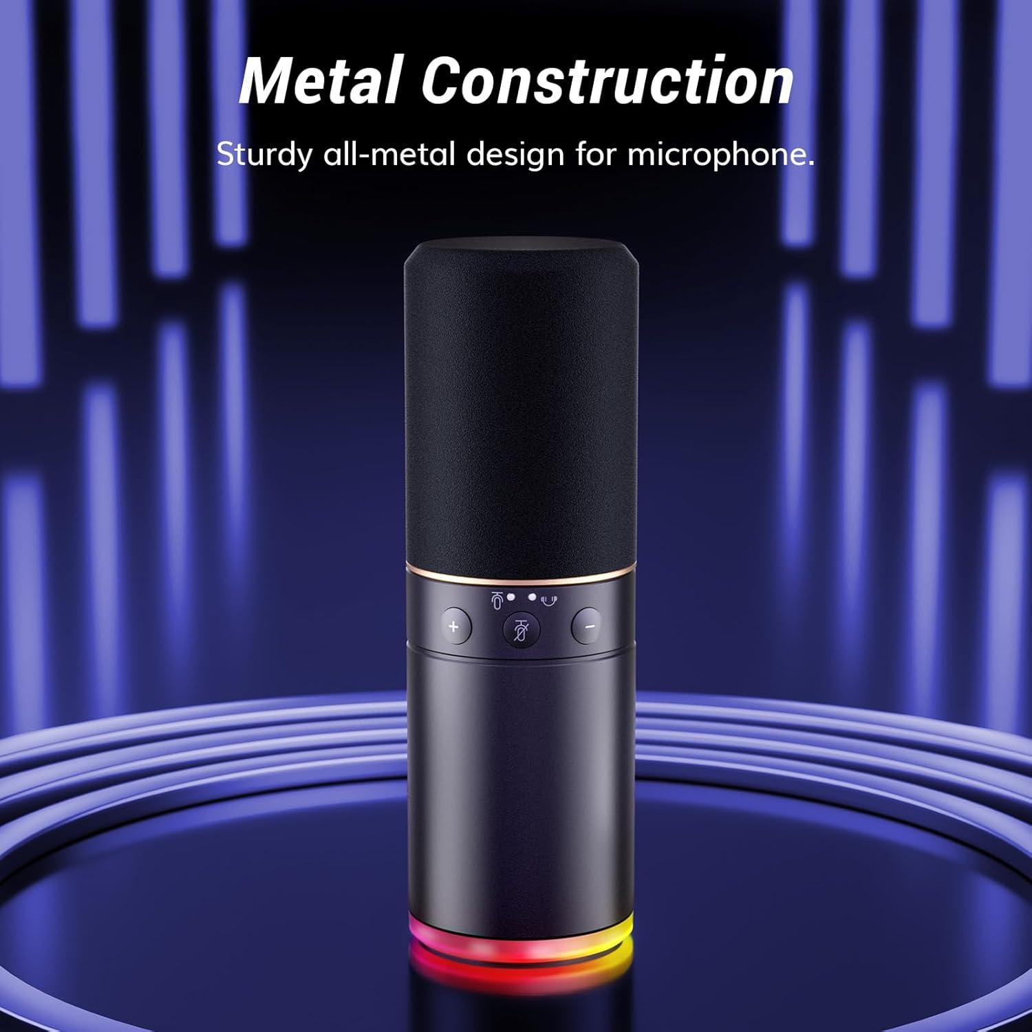 Micrófono Gaming TONOR TD520S USB/XLR con Luz RGB y Soporte