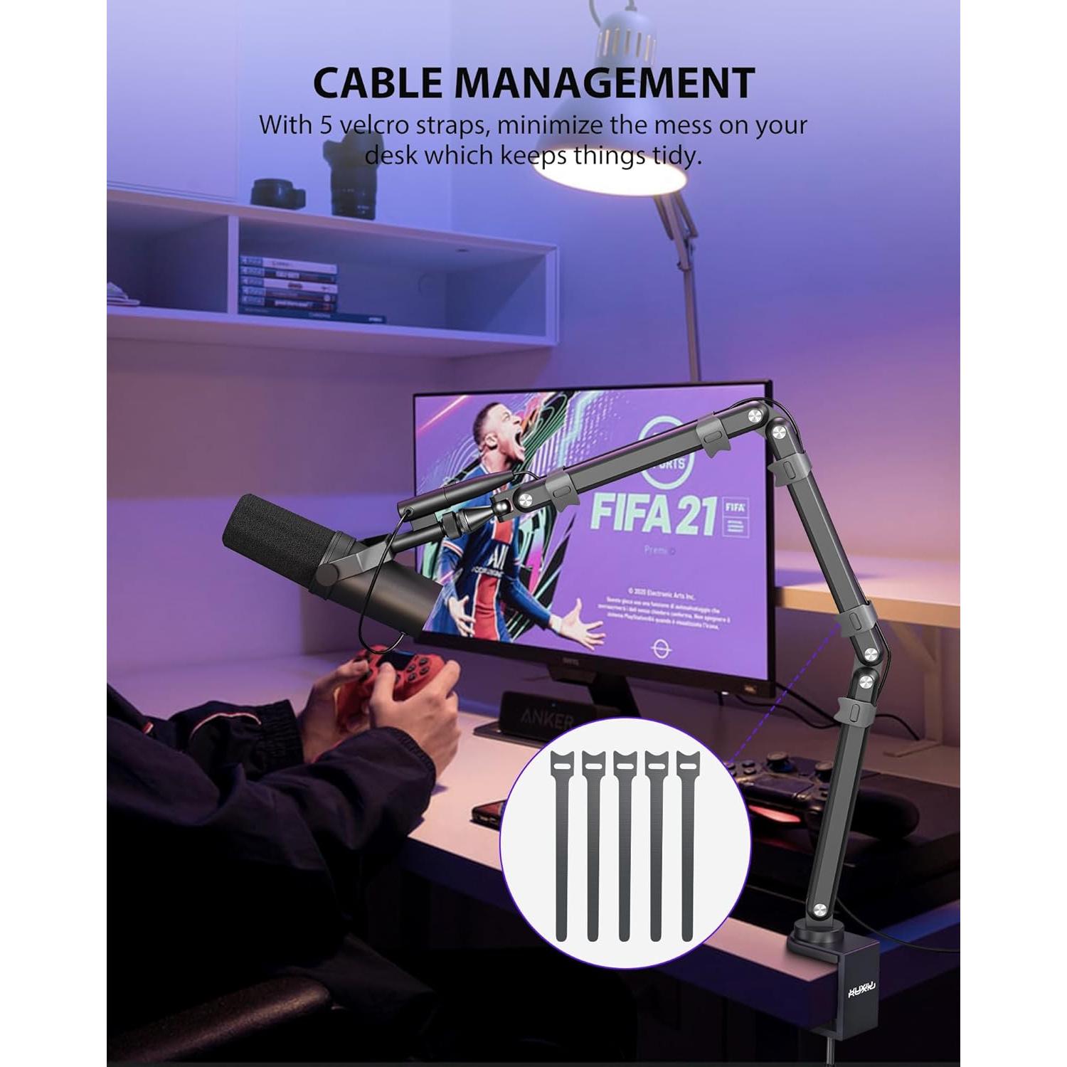 Brazo de Micrófono Ajustable KU XIU de Aluminio 68 cm Gris