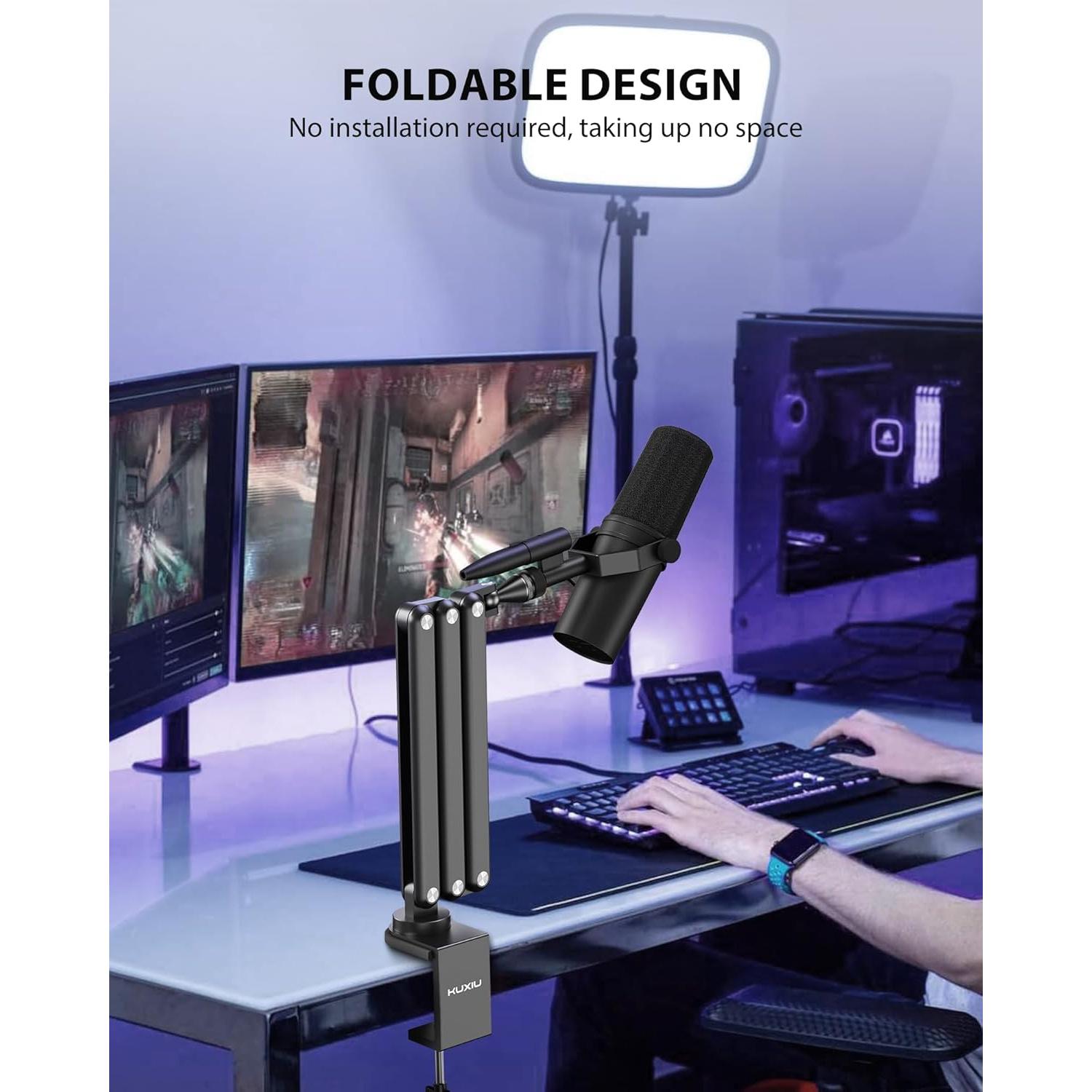 Brazo de Micrófono Ajustable KU XIU de Aluminio 68 cm Gris