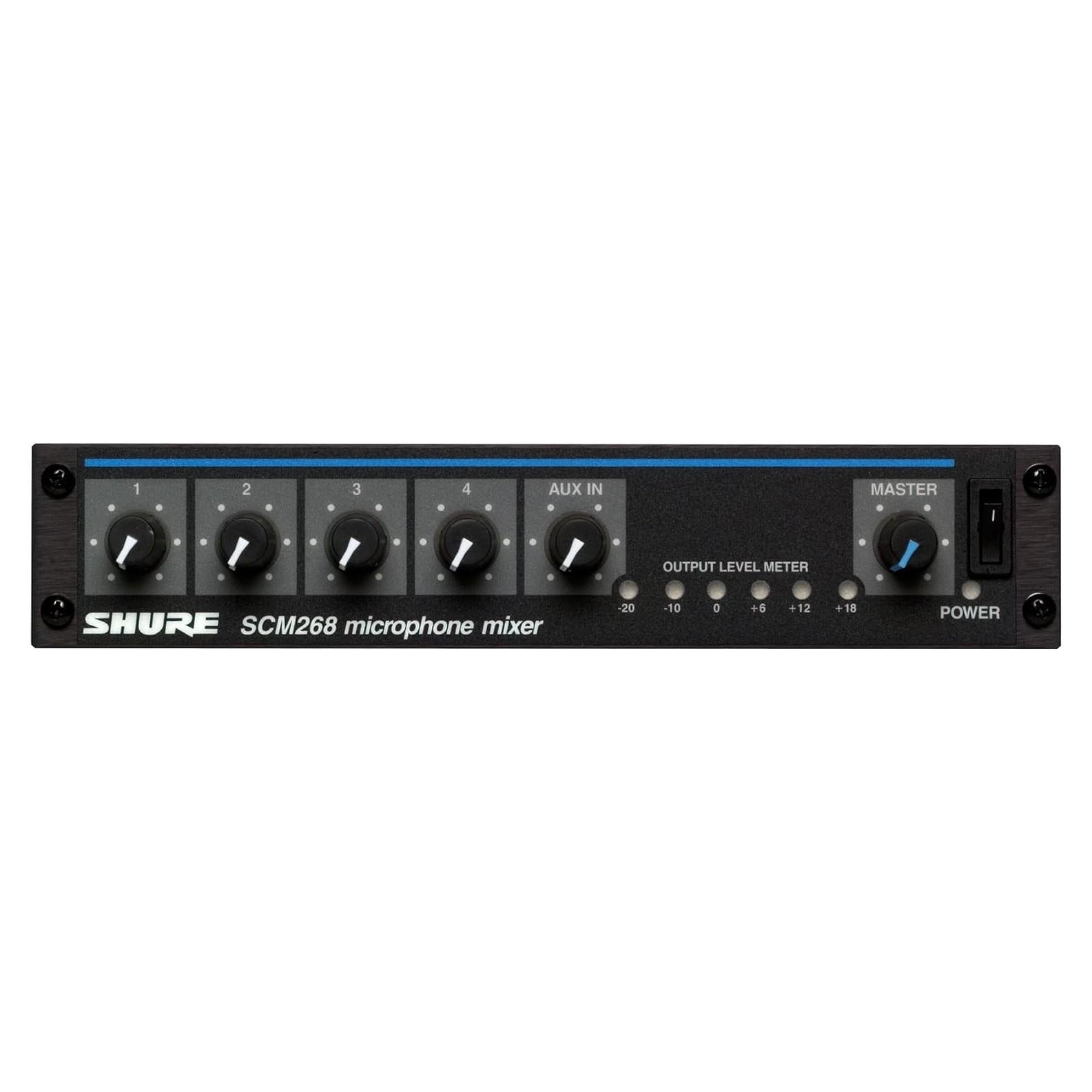 Mezclador de Micrófono Shure SCM268 4 Canales 12V Phantom