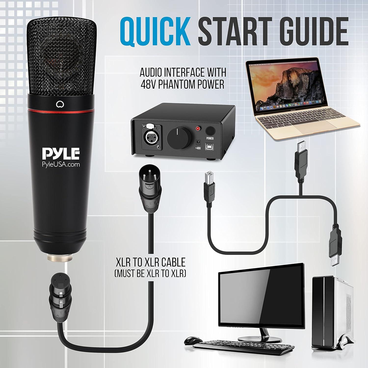 Micrófono de Estudio XLR Pyle con Soporte y Filtro Antipop