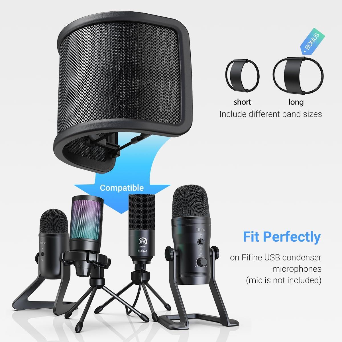 Filtro Pop para Micrófono FIFINE U1 - Pantalla Compacta Negra