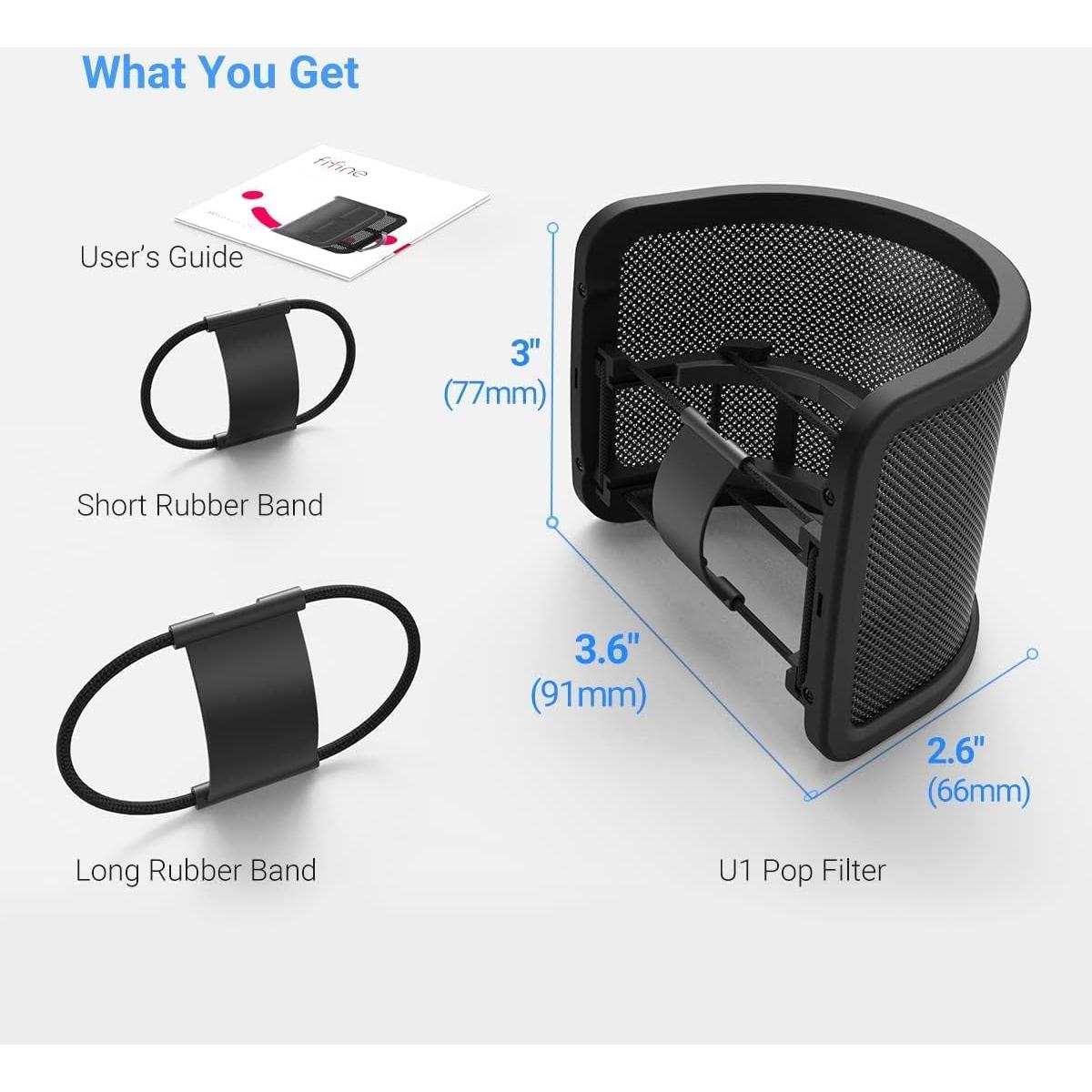 Filtro Pop para Micrófono FIFINE U1 - Pantalla Compacta Negra