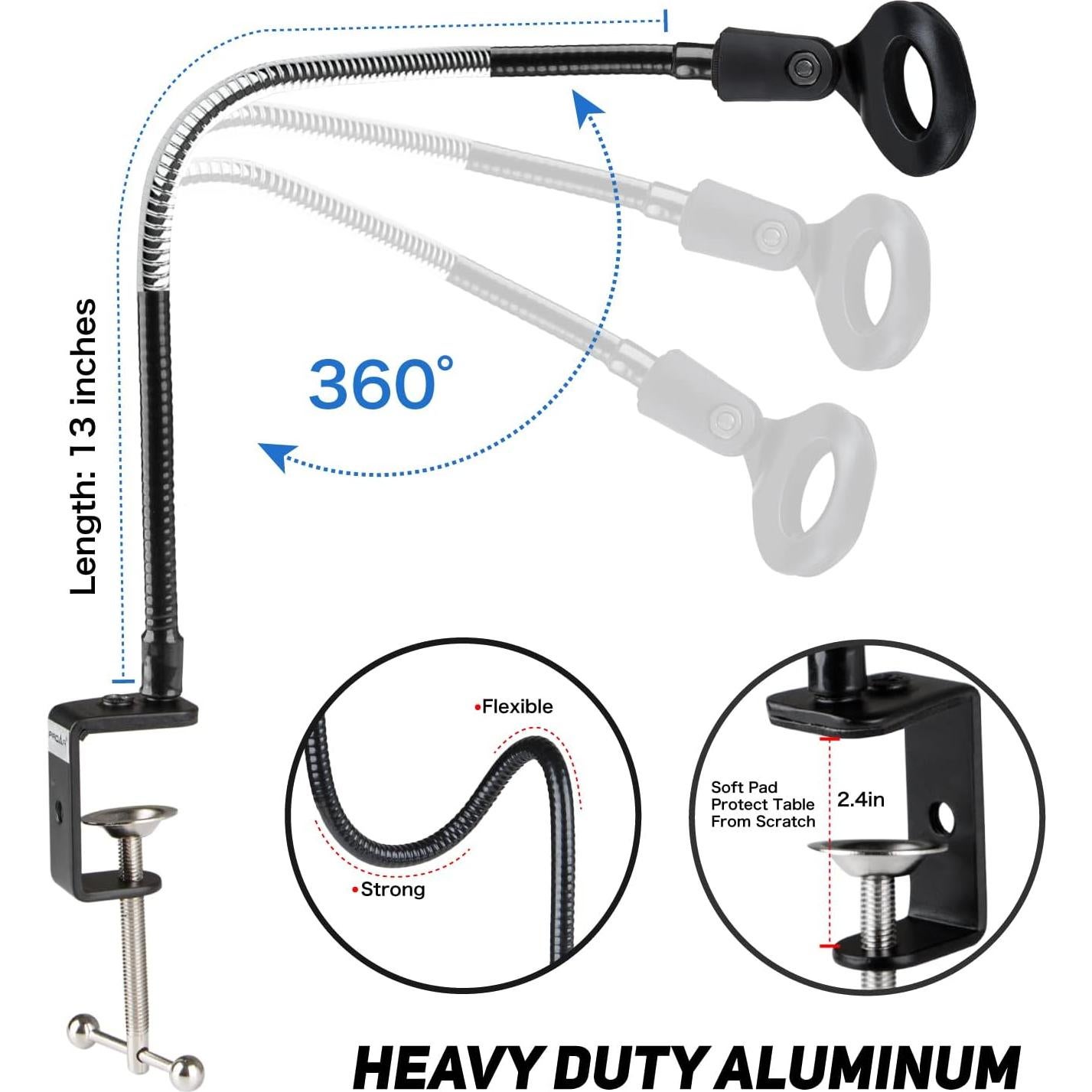 Soporte de Micrófono de Escritorio PROAR 33cm Brazo Flexible