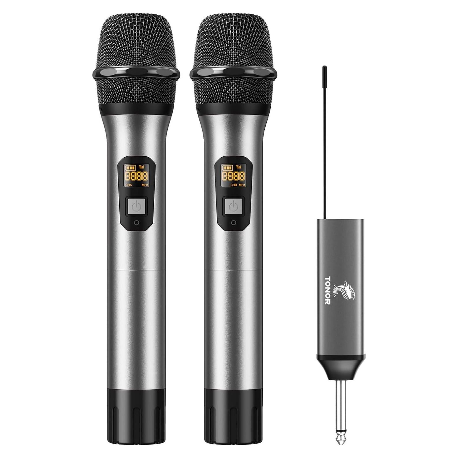 Micrófono Inalámbrico TONOR TW630, Dual UHF, 60m, Plata