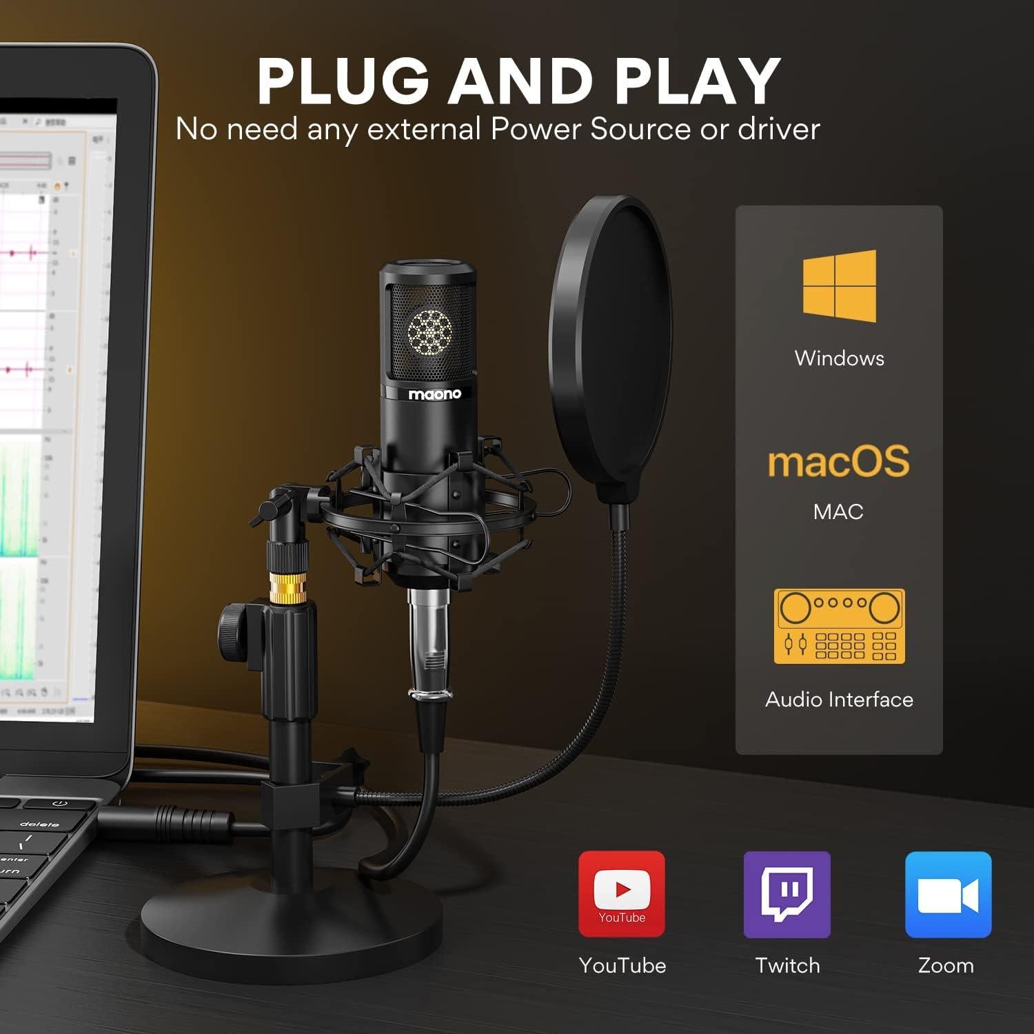 Micrófono de Condensador MAONO PM325T 25mm Cardioide Profesional