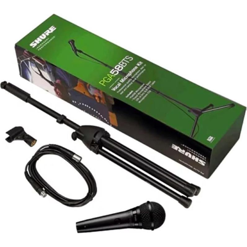 Kit Micrófono Vocal Dinámico Shure PGA58 con Soporte y Cable