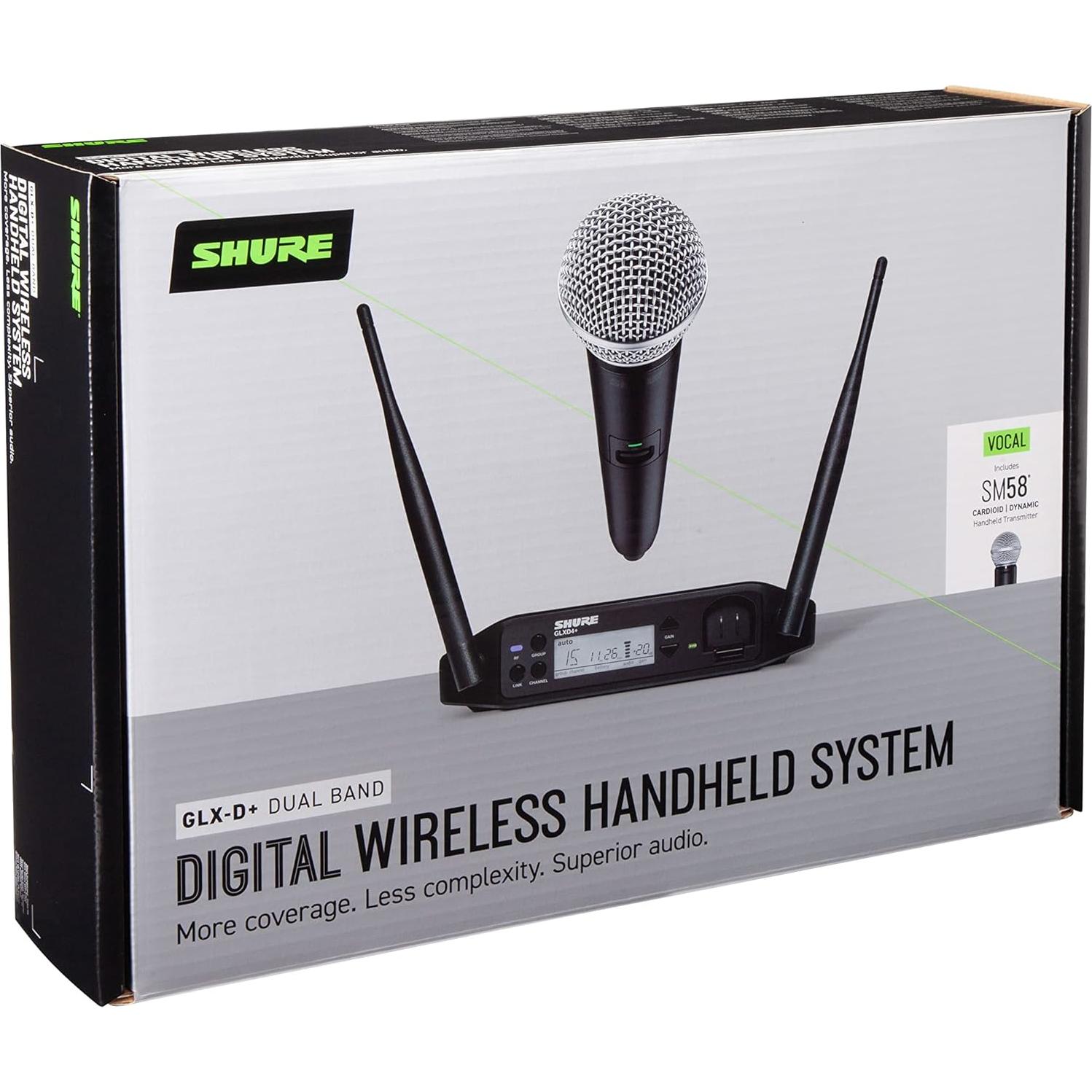 Micrófono Inalámbrico Shure GLXD24+ SM58 - 12h Batería, 30m Alcance