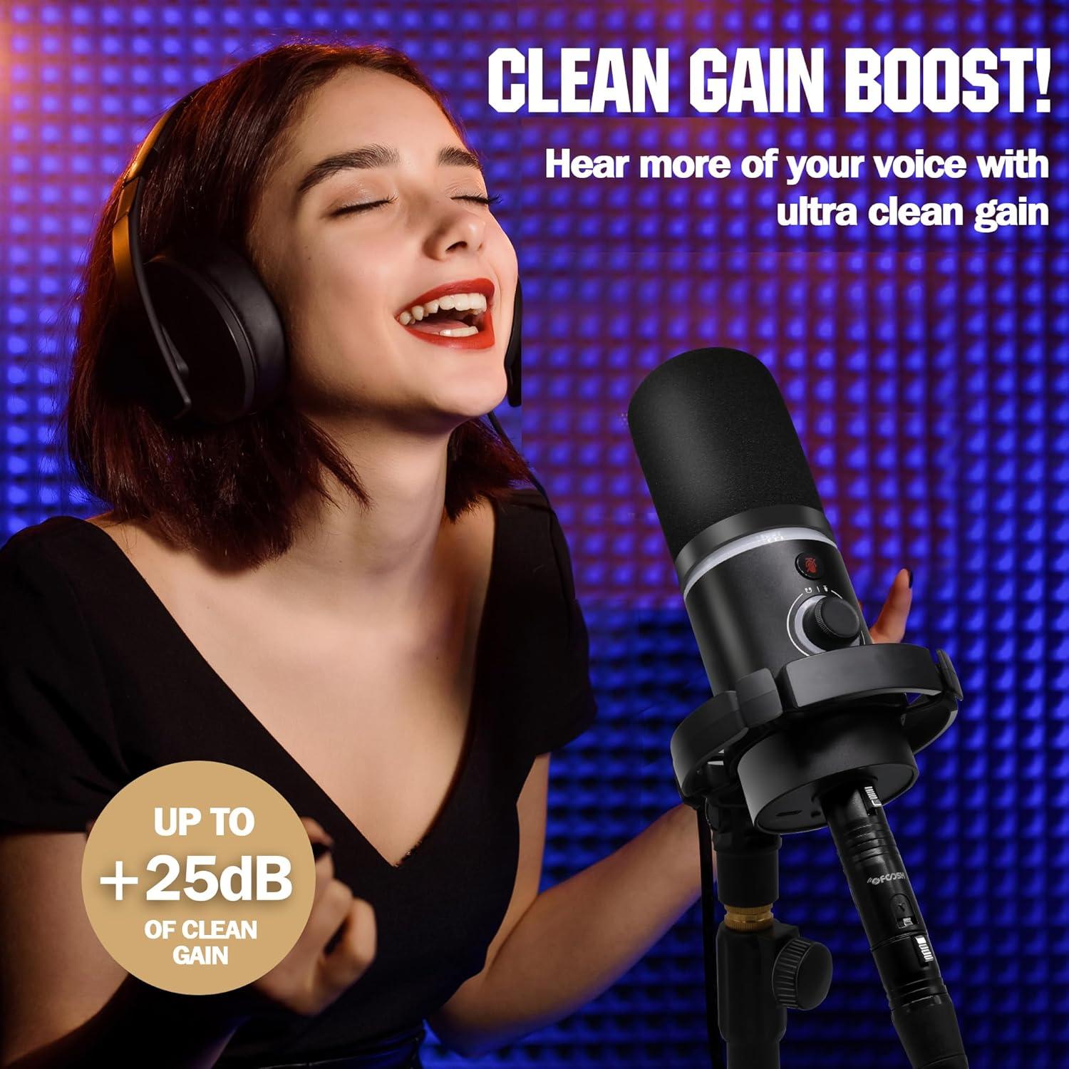 Amplificador de Micrófono OFCOSH OM-2 25dB Phantom para Estudio