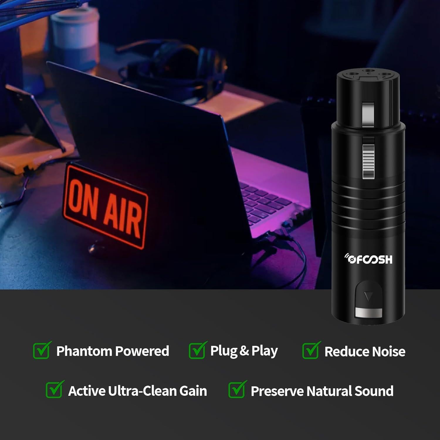 Amplificador de Micrófono OFCOSH OM-2 25dB Phantom para Estudio