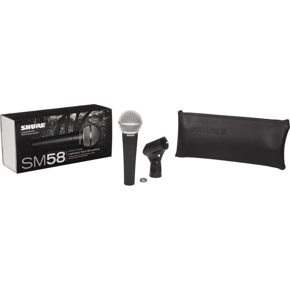 Shure SM58-LC Cardioid Dynamic Vocal Microphone + Extra Two (2) XLR Cables Bundle