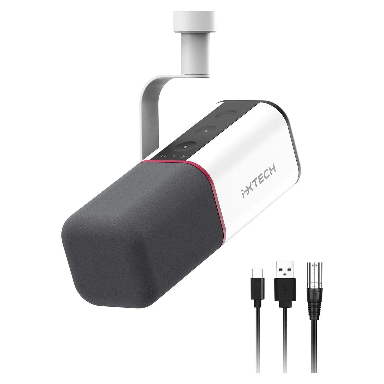 Micrófono Dinámico Cardioide IXTECH USB XLR Blanco 20Hz-20KHz