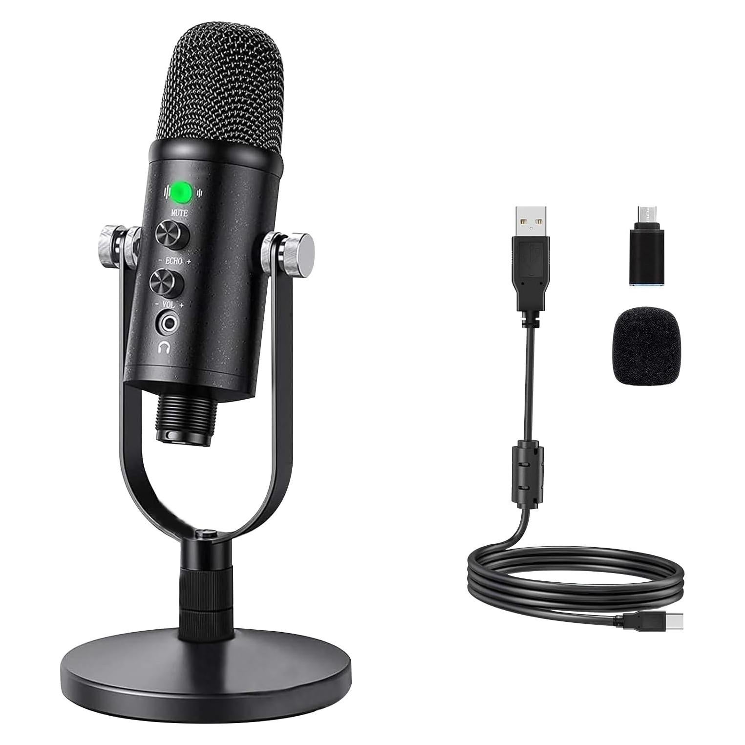 Micrófono USB de Condensador Metálico Delarbeaden WM101 para PC y Streaming