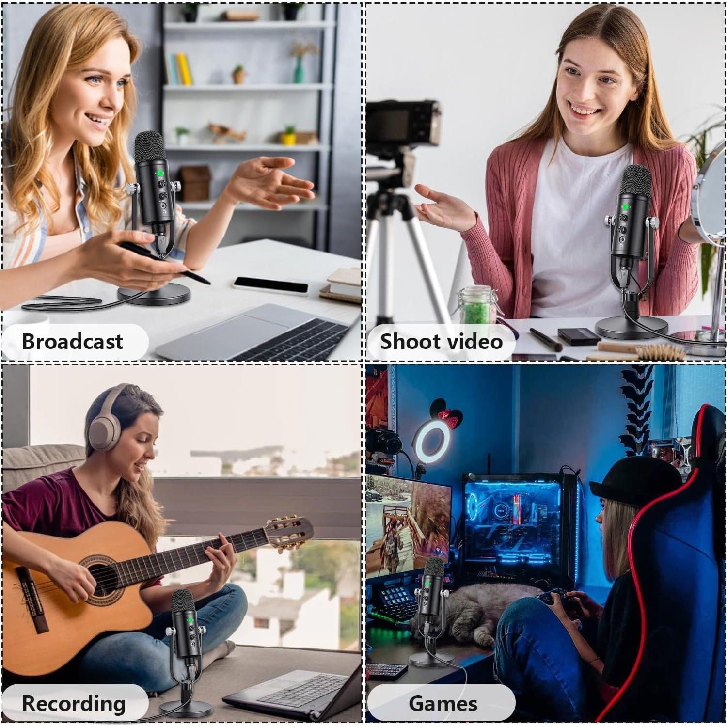 Micrófono USB de Condensador Metálico Delarbeaden WM101 para PC y Streaming