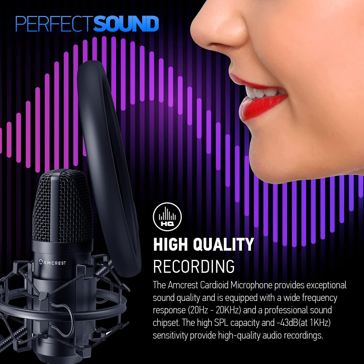 Micrófono USB Amcrest AM430-PS para Podcast y Streaming